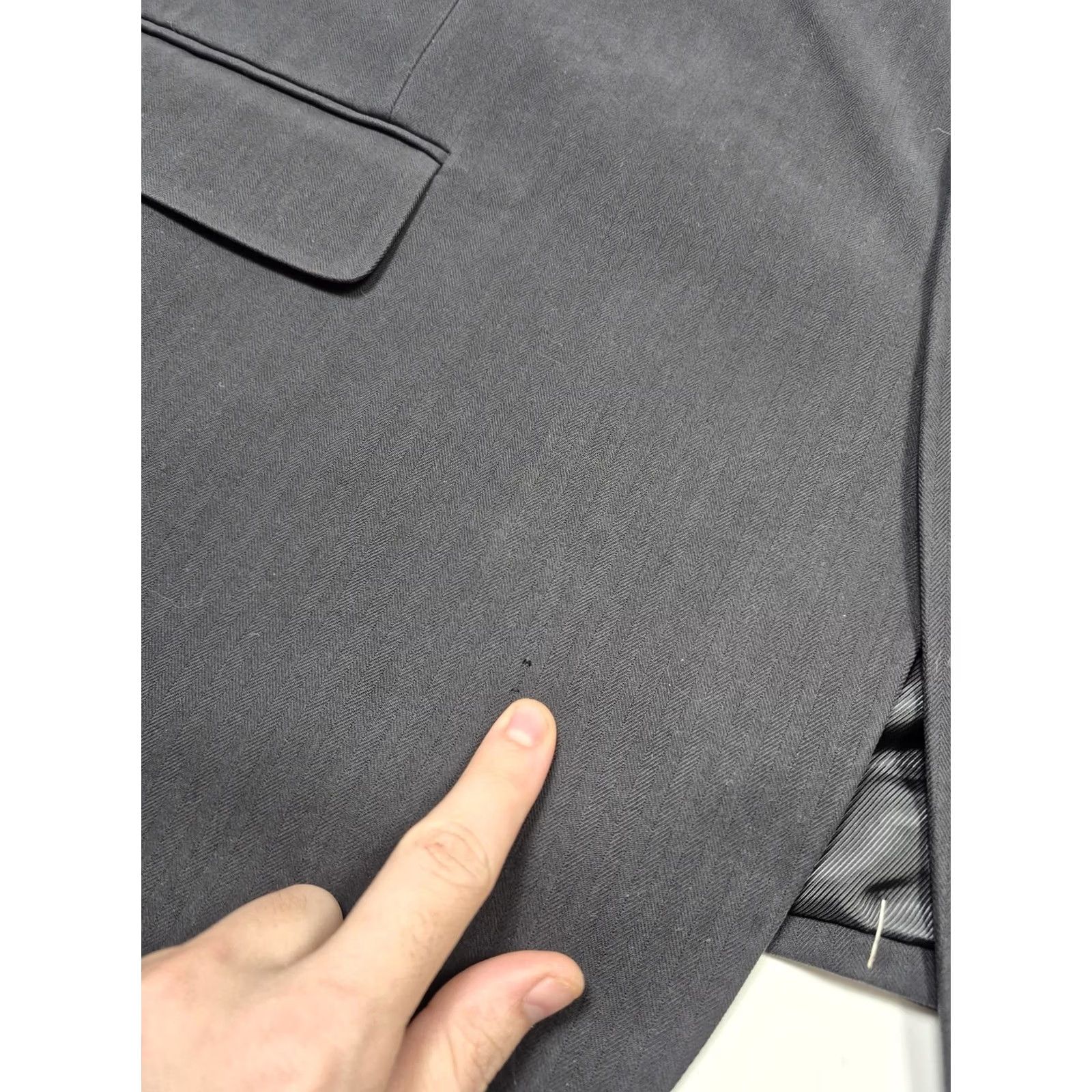 Vintage Haspel Silk Herringbone 3-Button Suit Jacket Mens 52R Gray NWT Size 52R - 2 Thumbnail