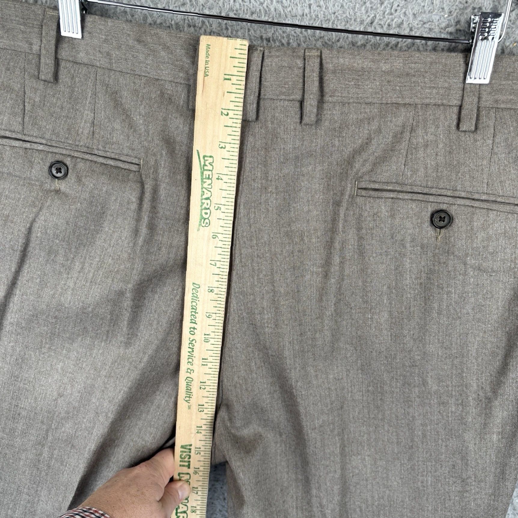 Berle Berle Dress Pants Mens 38x30 Tan Brown Wool Flannel Flat Front Straight Leg Dress Pants Mens Regular Brown 38 In Inseam 30 IRON FREE? Size US 38 / EU 54 - 5 Thumbnail