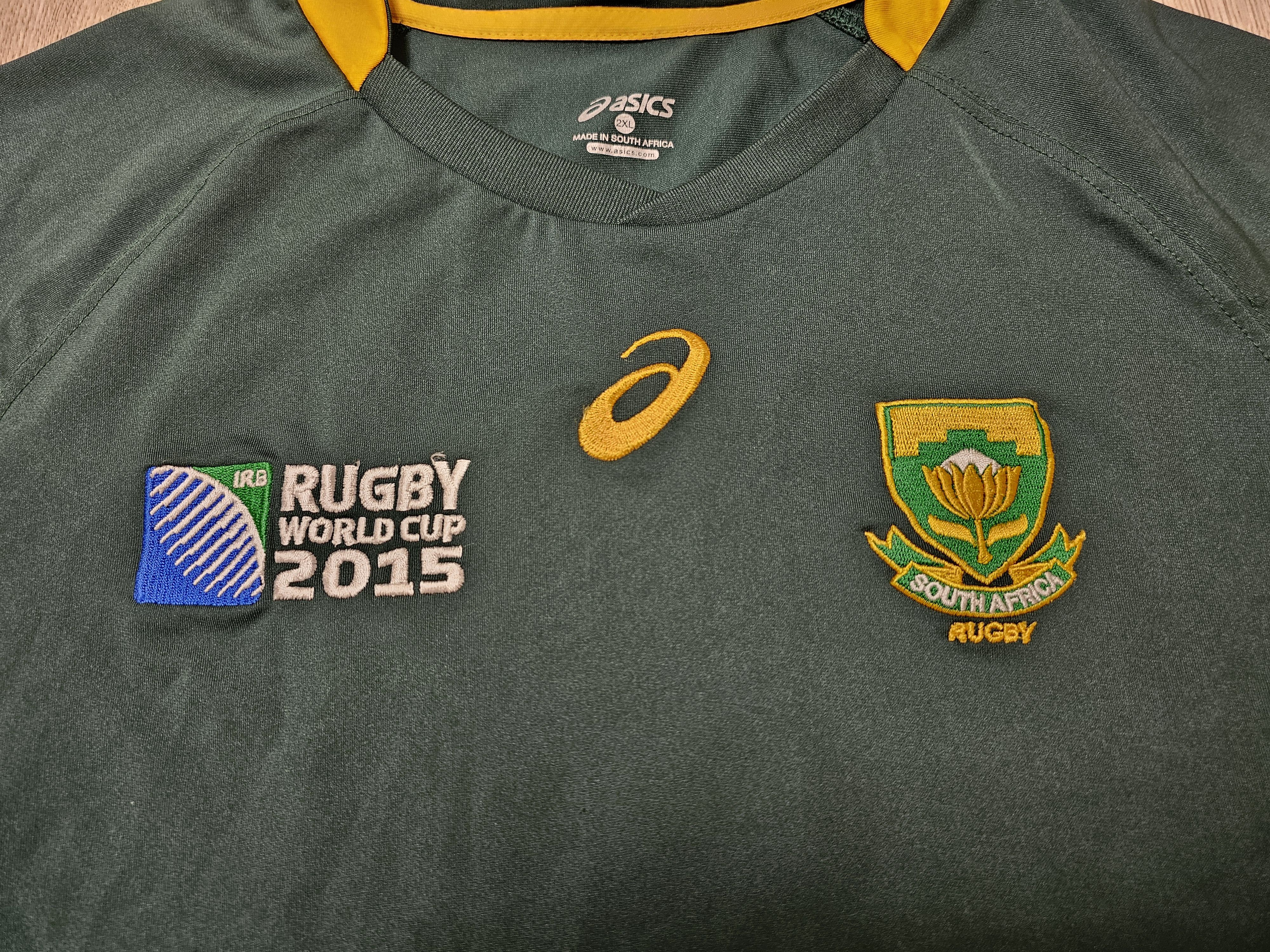 Asics SOUTH AFRICA RUGBY JERSEY 2015 WORLD CUP UNION RUGBY JERSEY Size US XL / EU 56 / 4 - 3 Thumbnail