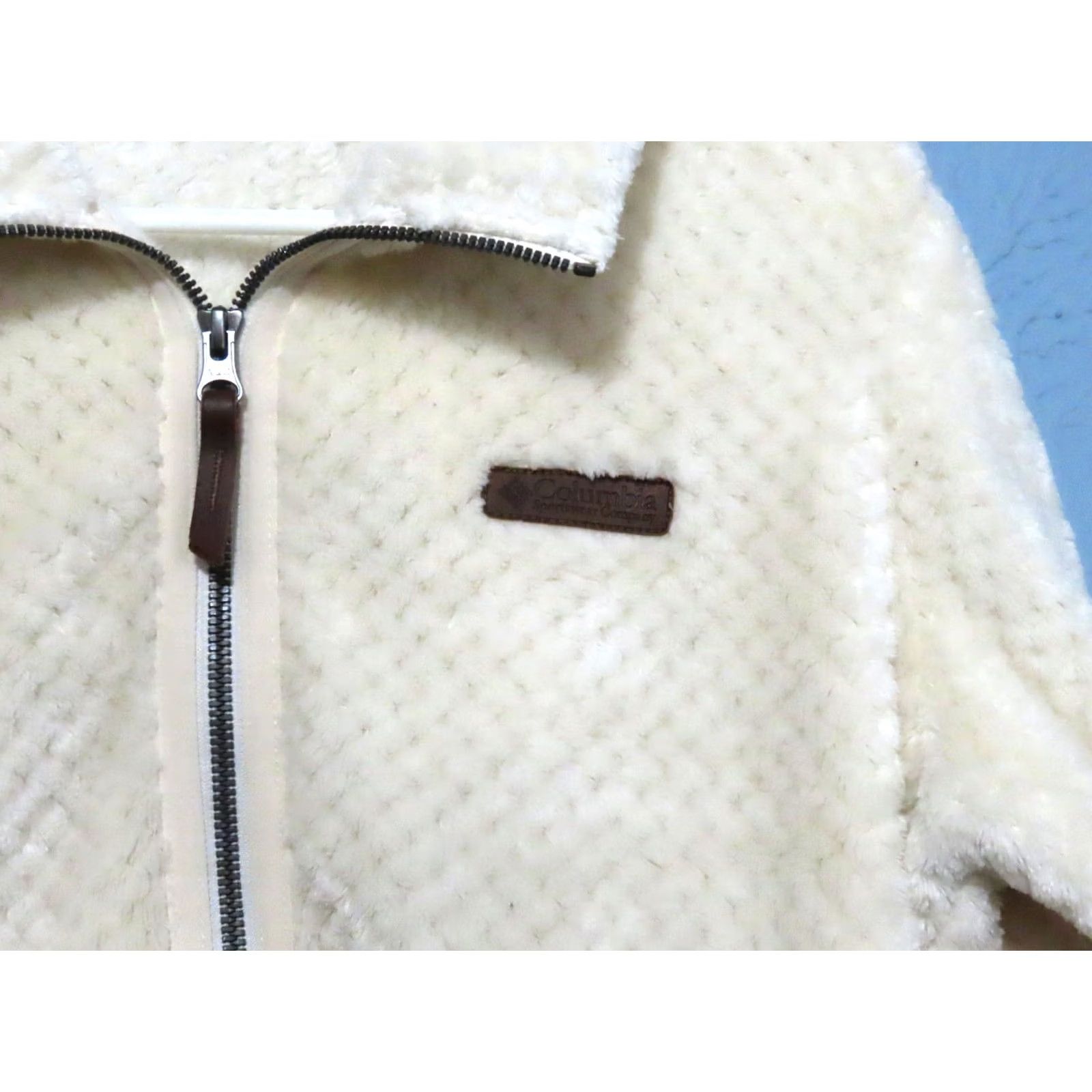 Vintage Columbia Women's M Fire Side 1/4 Zip Sherpa Fleece Chalk White Shirt Womens Regular Mock Neck Long Sleeve Knit Sweatshirt Size M / US 6-8 / IT 42-44 - 4 Thumbnail