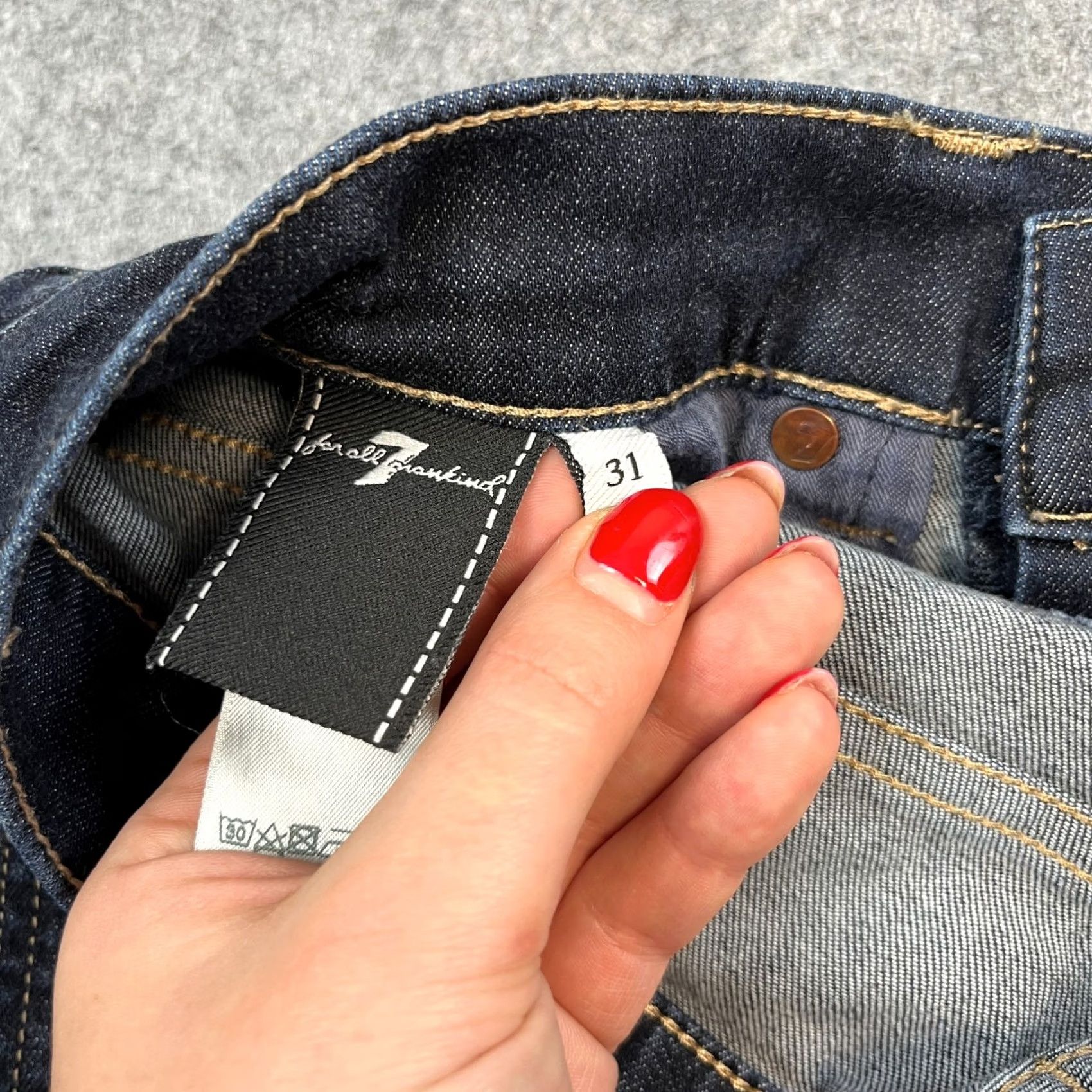 7 For All Mankind 7 For All Mankind Jeans Slim Skinny 31 Dark Blue Denim 5-Pocket Logo Button Zip Mens Regular Slim 7 For All Mankind Jeans Size US 31 - 7 Thumbnail