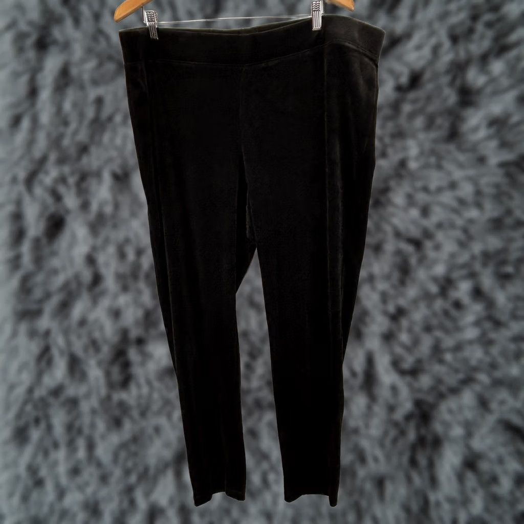 Talbots Talbots Velour Casual Pants Women 3X Plus Black Stretch Pull On Size 40" / US 18 - 1 Thumbnail