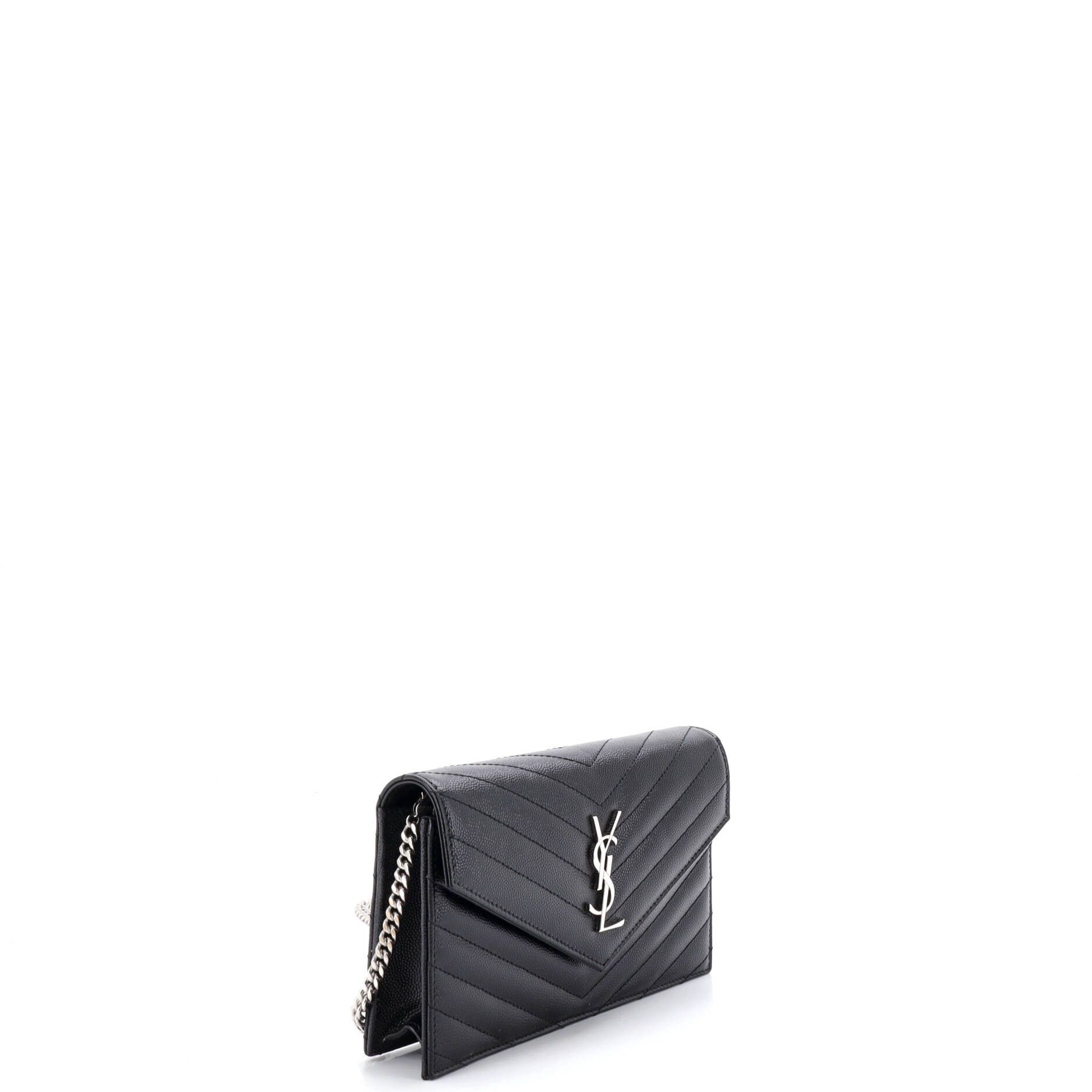 Saint Laurent Paris Classic Monogram Wallet on Chain Matelasse Chevron Leather Small Size ONE SIZE - 1 Thumbnail