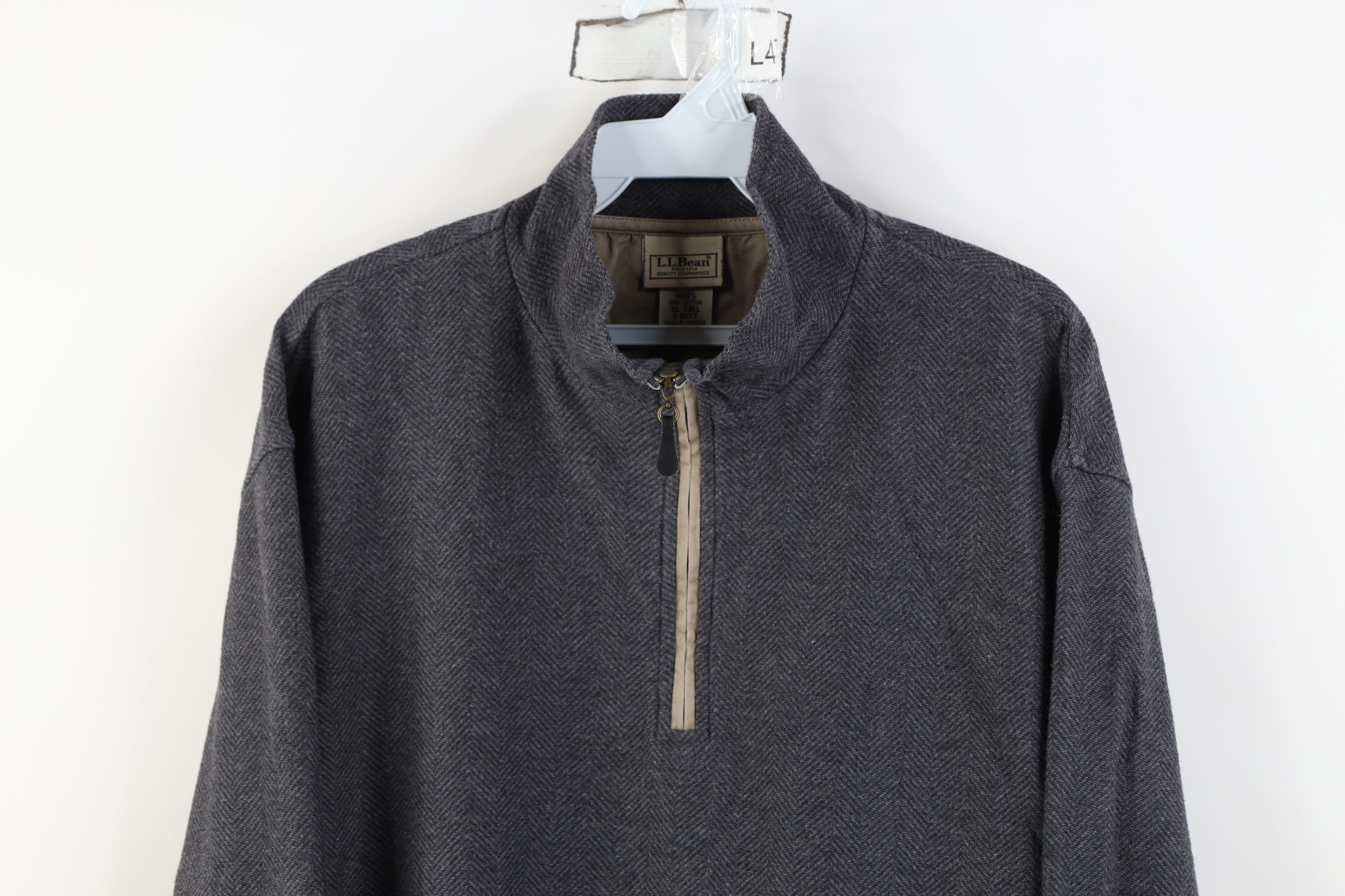 L.L. Bean Vintage LL Bean Herringbone 1/4 Half Zip Pullover Sweater Size US XL / EU 56 / 4 - 2 Thumbnail