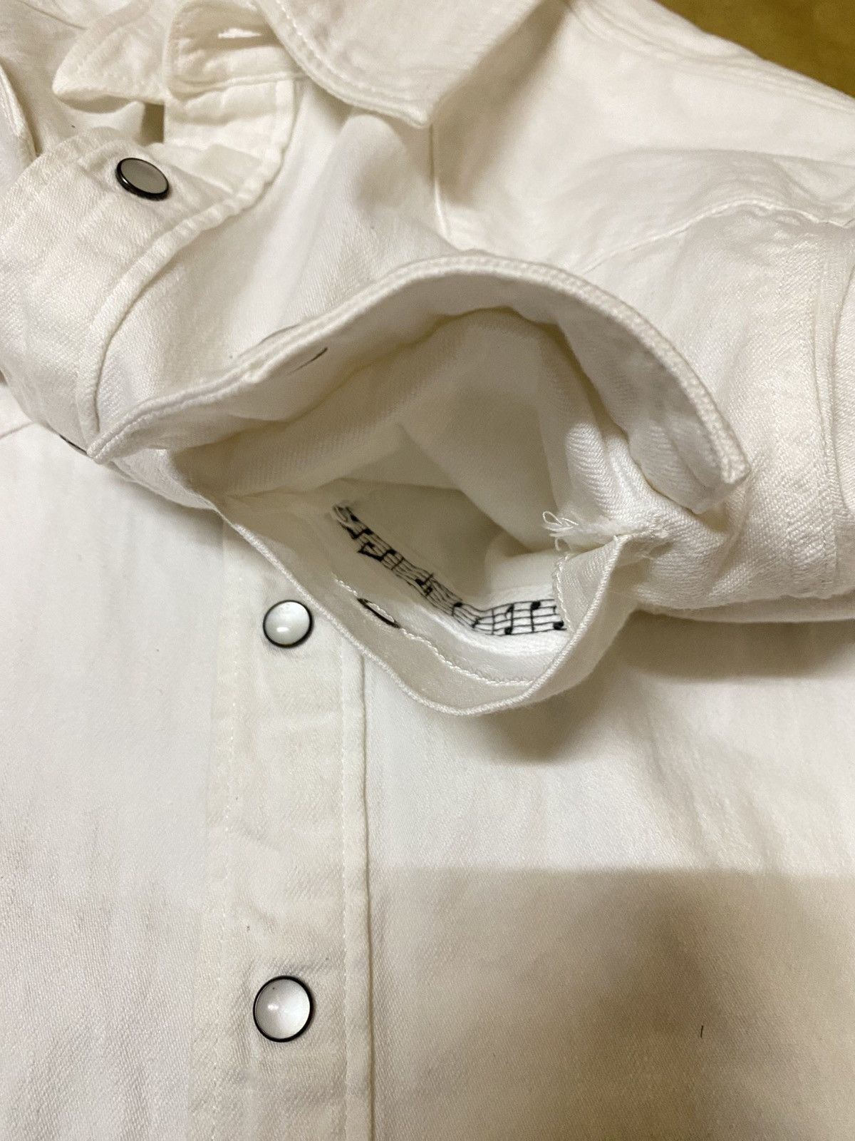 Number (N)ine Takahiro Miyashita Pearl Snap Button Off White Denim Shirt Size US M / EU 48-50 / 2 - 6 Thumbnail