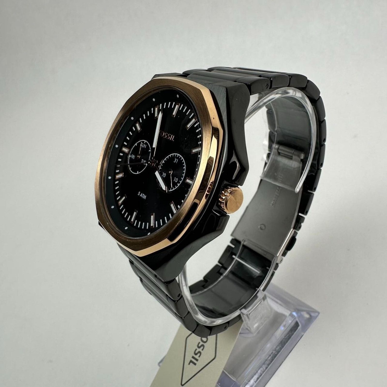 Fossil Fossil His Her Multifunction Black Rose gold Day Date Watch Size ONE SIZE - 5 Thumbnail
