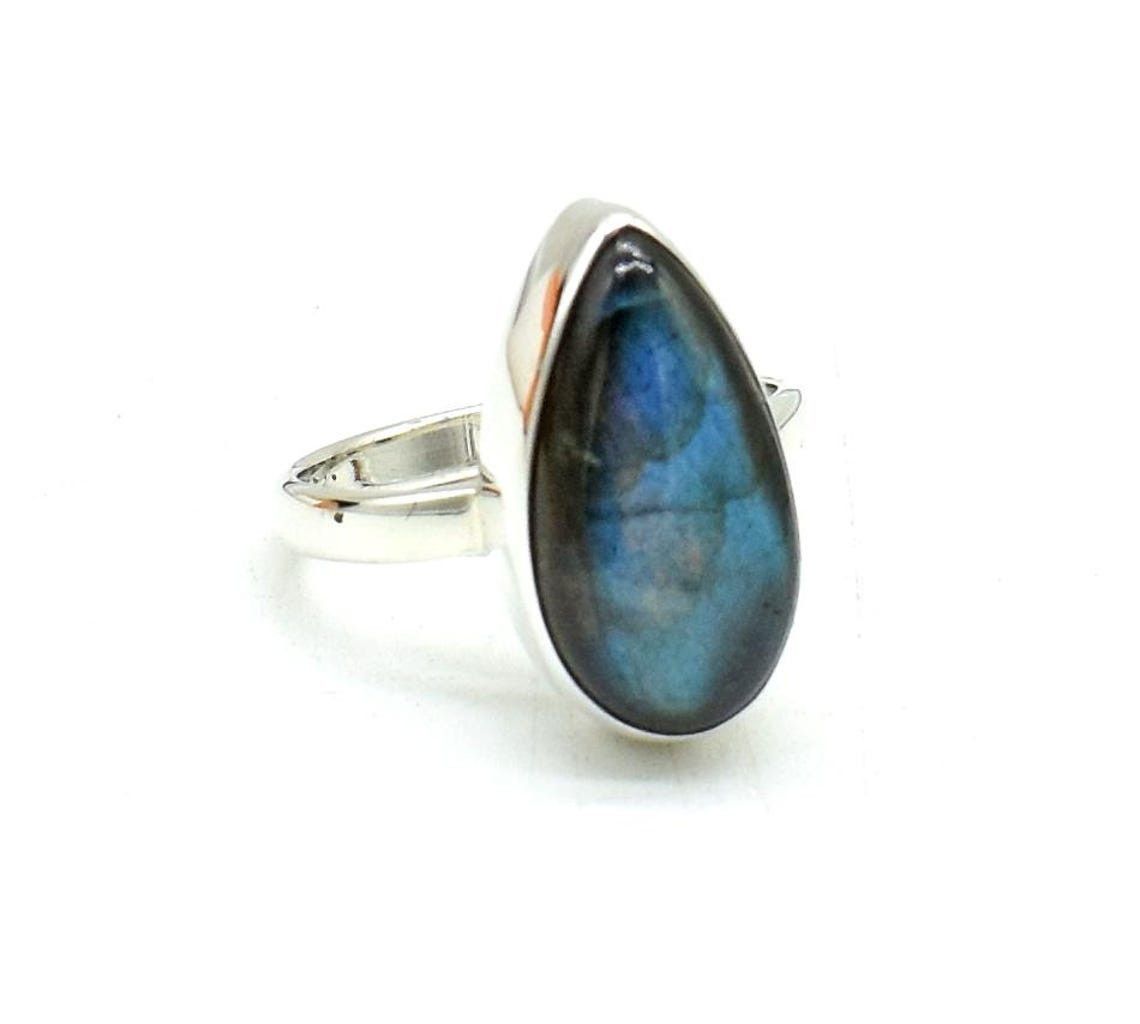 Handmade Boho Pear Labradorite Ring: 925 Sterling Silver Gems Jewelry Size ONE SIZE - 2 Thumbnail