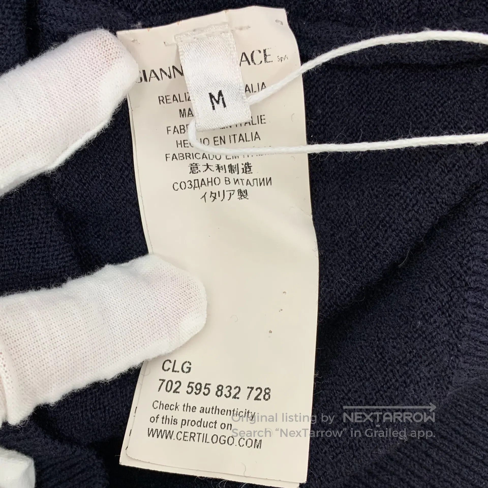 Versace Versace Navy blue diamond pattern wool round neck long sle Size US M / EU 48-50 / 2 - 6 Thumbnail