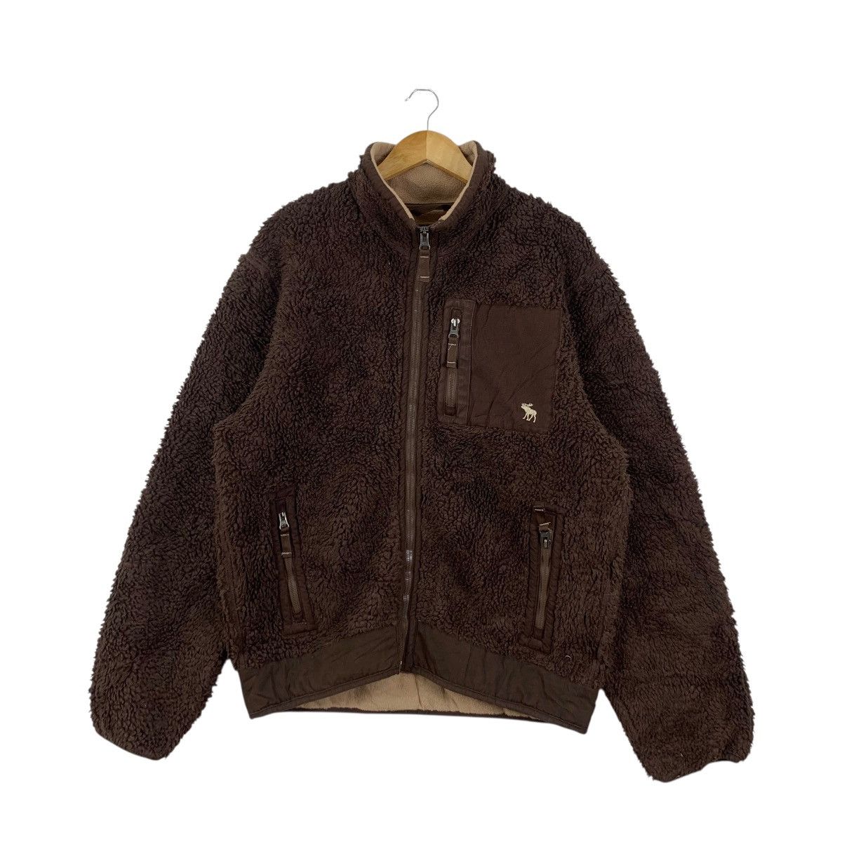 Abercrombie & Fitch ABERCROMBIE & FITCH Retro X Bulky Sherpa Fleece Zipper Size US L / EU 52-54 / 3 - 4 Thumbnail