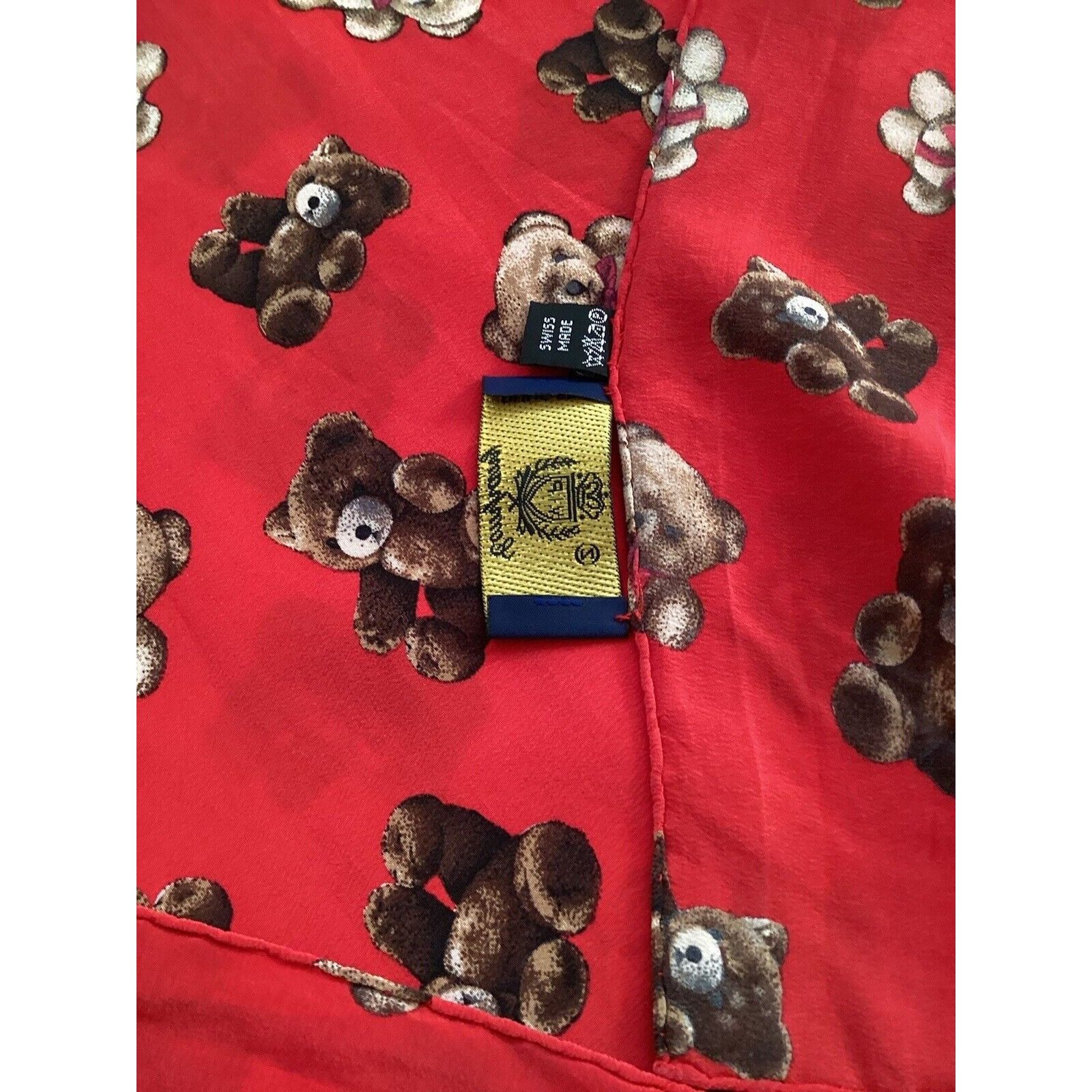 Other VIP COMPANY Red Teddy Bear Rectangle Silk Scarf Switzerland Size ONE SIZE - 8 Thumbnail