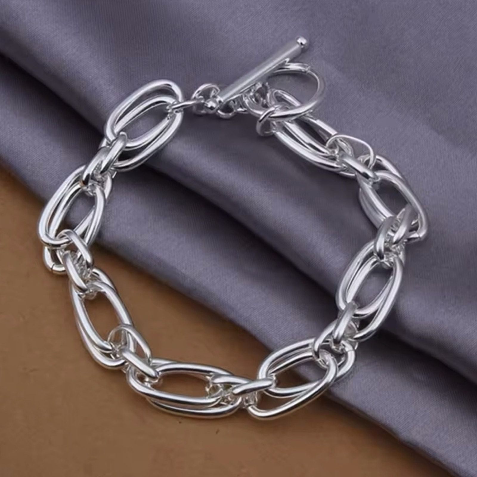 Other Sterling Silver Thick Double Chain Bracelet Size ONE SIZE - 7 Thumbnail