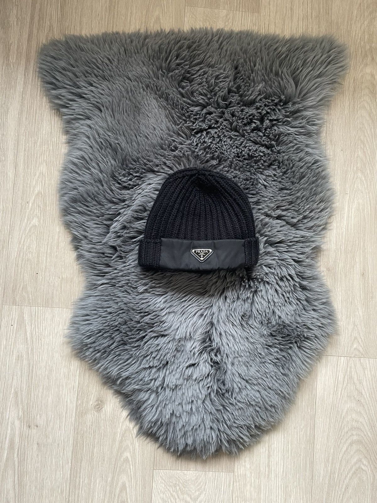 image of Prada Re-Nylon Beanie in Black, Men's (Size 42)