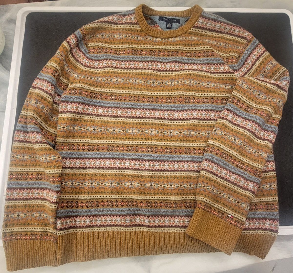 Tommy Hilfiger Tommy Hilfiger Lambswool Blend Fair Isle Nordic Sweater Size US XL / EU 56 / 4 - 2 Thumbnail