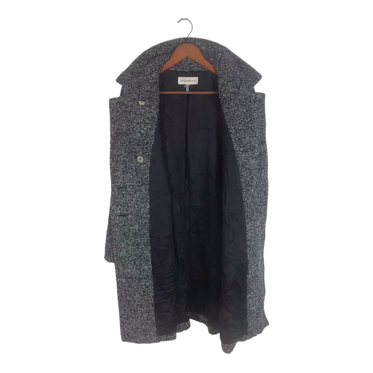 Yves Saint Laurent Vintage YSL Salt & Pepper Tweed Wool Coat – Double Breasted Size M / US 6-8 / IT 42-44 - 4 Thumbnail