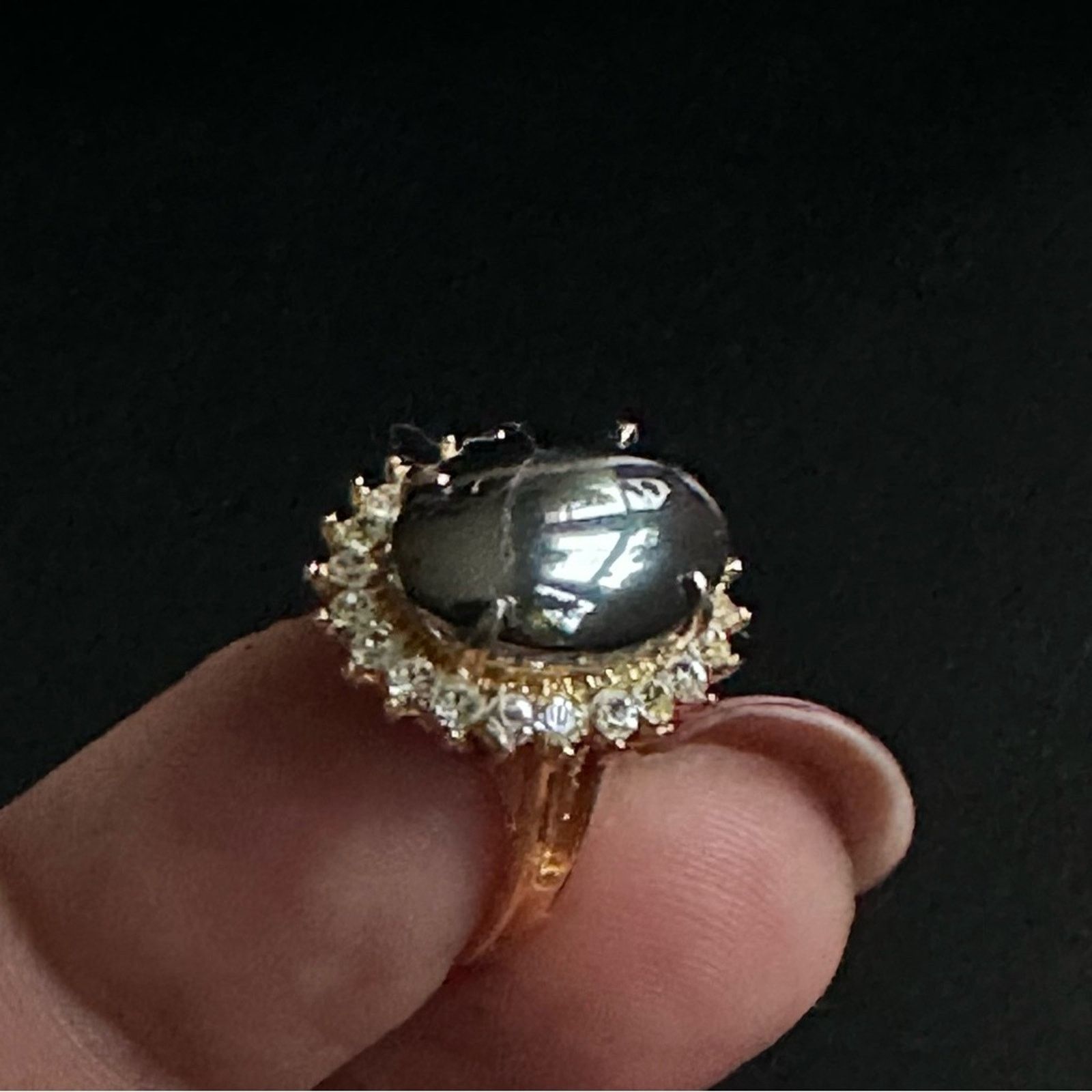 Other Vintage Black Sapphire And Cubic Zirconium Ring Size ONE SIZE - 4 Thumbnail