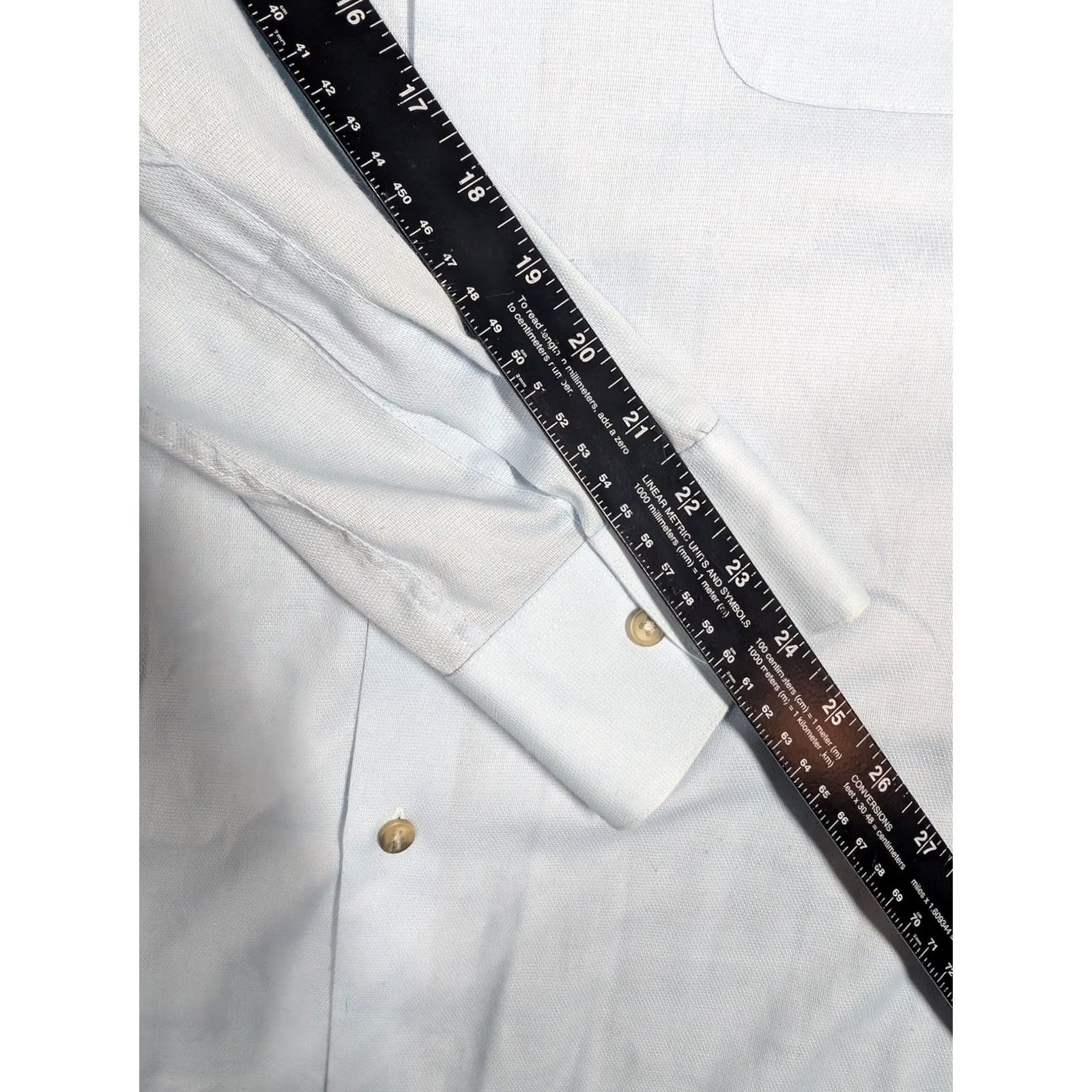 Yves Saint Laurent Yves Saint Laurent Dress Shirt Mens 16.5 34/35 Blue Solid Pocket Long Sleeve Size 42R - 4 Thumbnail