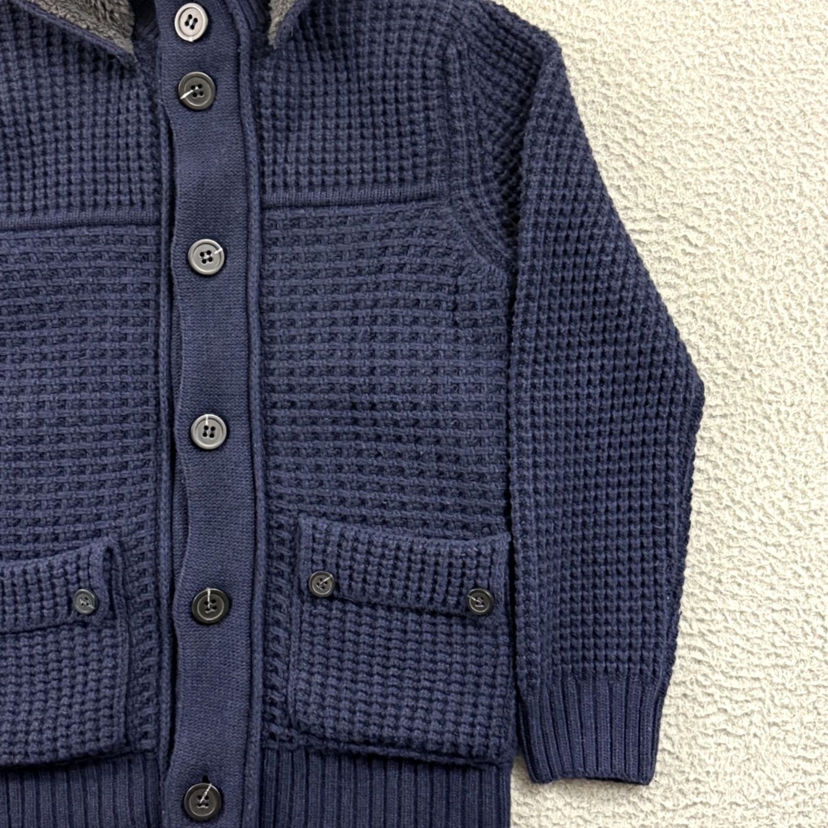 Vintage Emozioni Uomo Cardigan Sweater Mens Small Blue Hooded Button Nylon Wool Italy Size US S / EU 44-46 / 1 - 5 Thumbnail