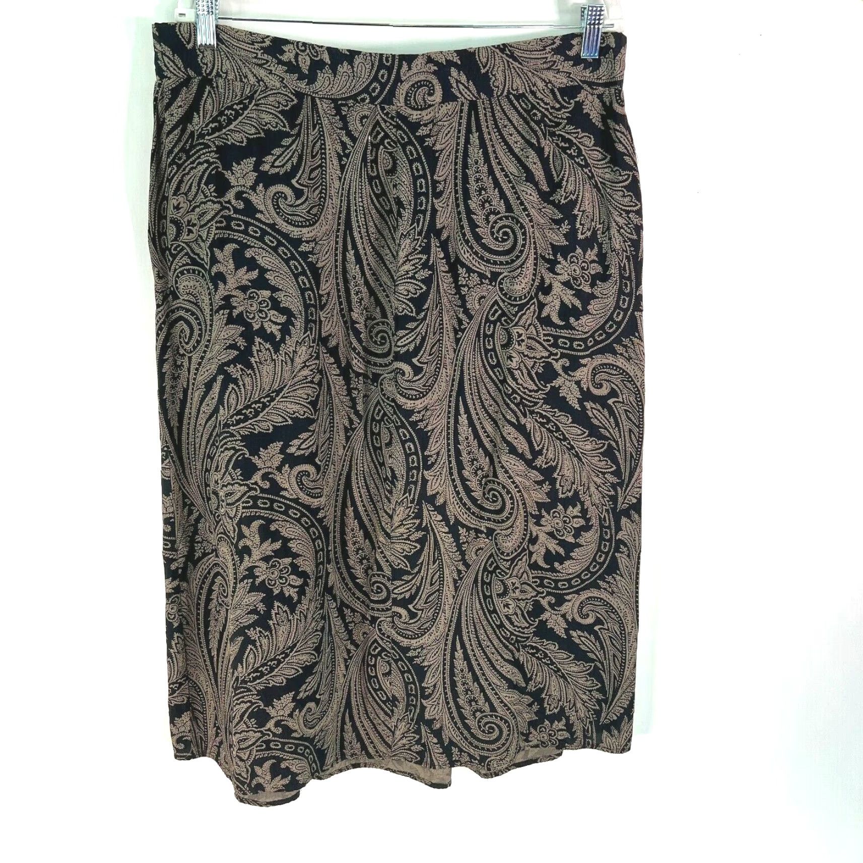 Vintage Peters & Ashley Womens Pleated Front Paisley Print Black A-Line Skirt Size 16 Size 38" / US 16 / IT 52 - 2 Thumbnail