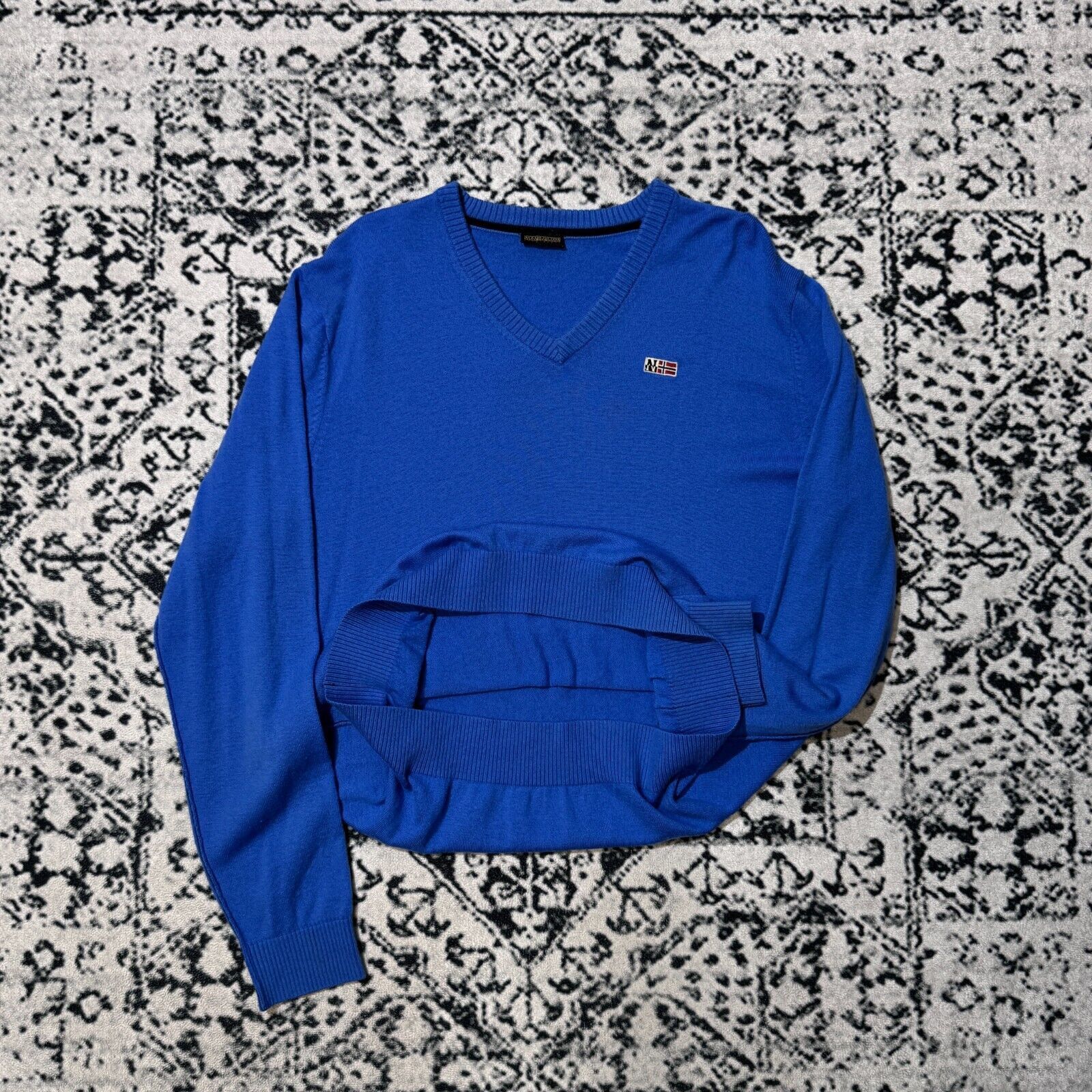 Napapijri × Vintage Vintage Napapijri Blue Wool Sweater Size XL Y2K 90s Hiking Size US XL / EU 56 / 4 - 7 Thumbnail