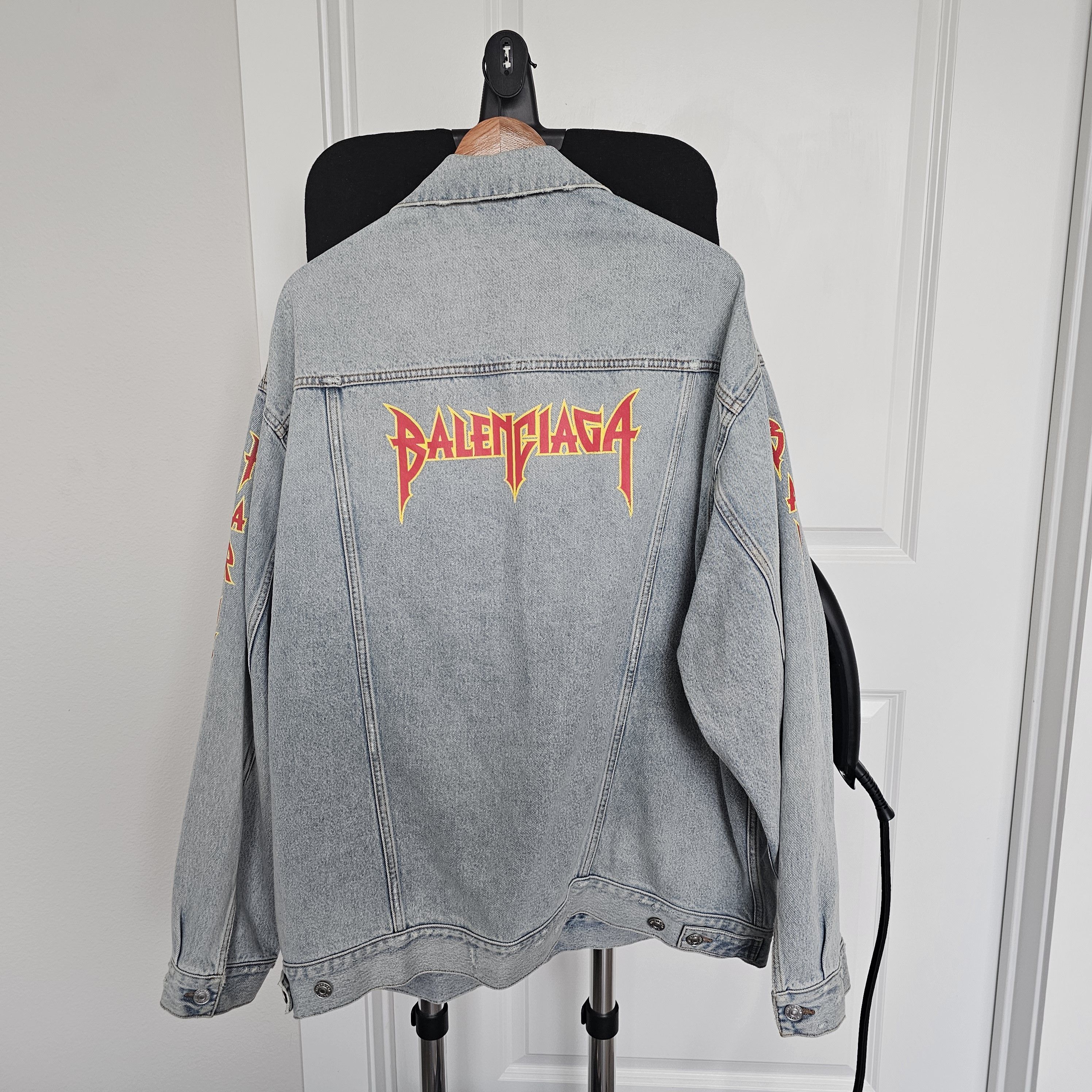 Balenciaga Oversized metal logo denim jacket | Grailed