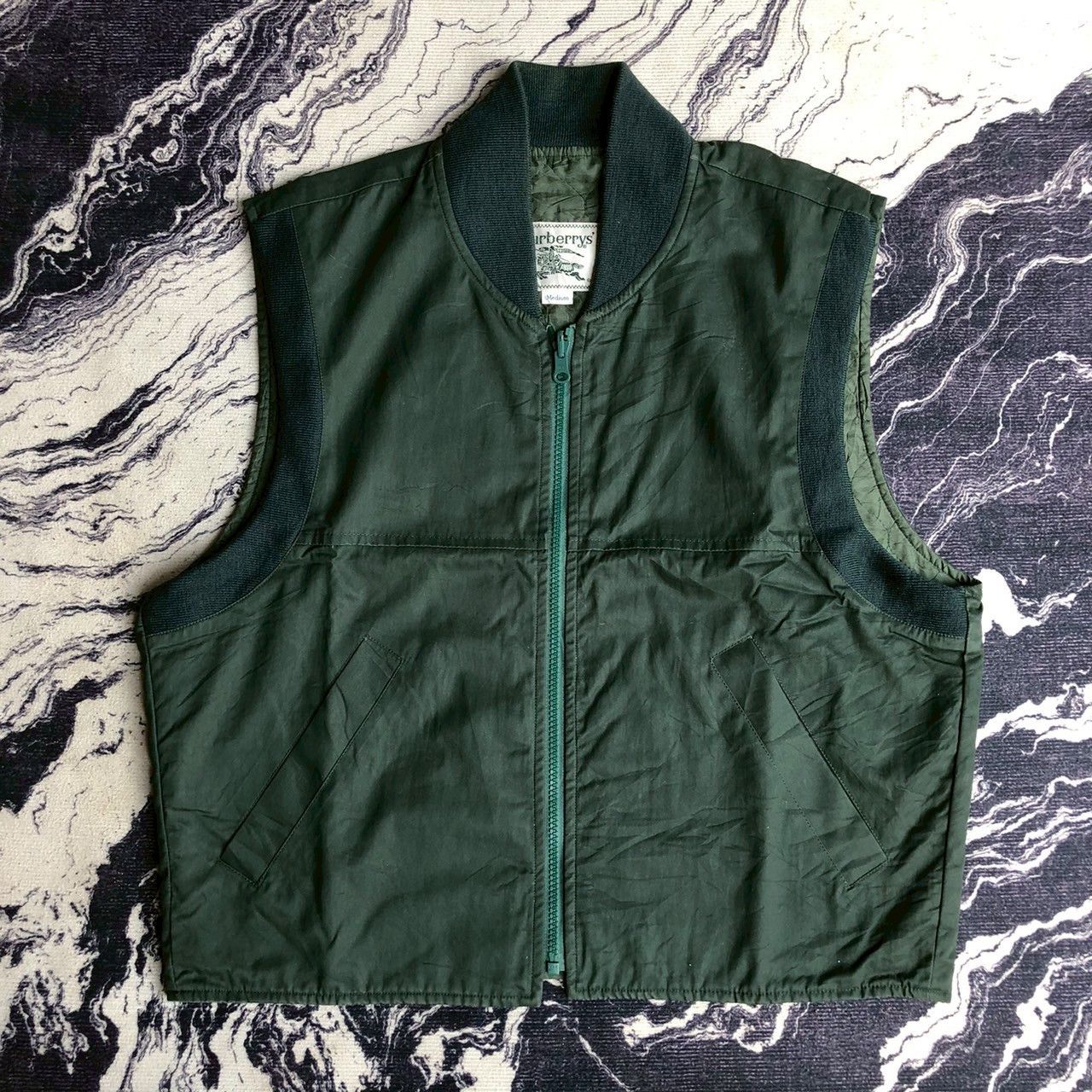Burberry Vintage 90s Burberrys Green Zip Vest Size US M / EU 48-50 / 2 - 1 Thumbnail