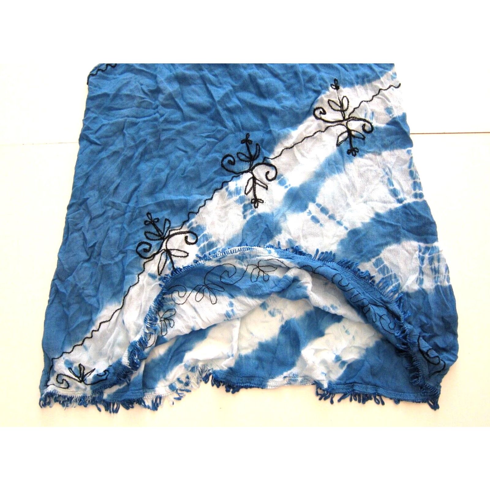 Sunflower VINTAGE Sunflower Tank Dress Sunflower 100% Crinkle Rayon Blue White Tie Dye Embroidered Sun Dress M-L Size M / US 6-8 / IT 42-44 - 7 Thumbnail