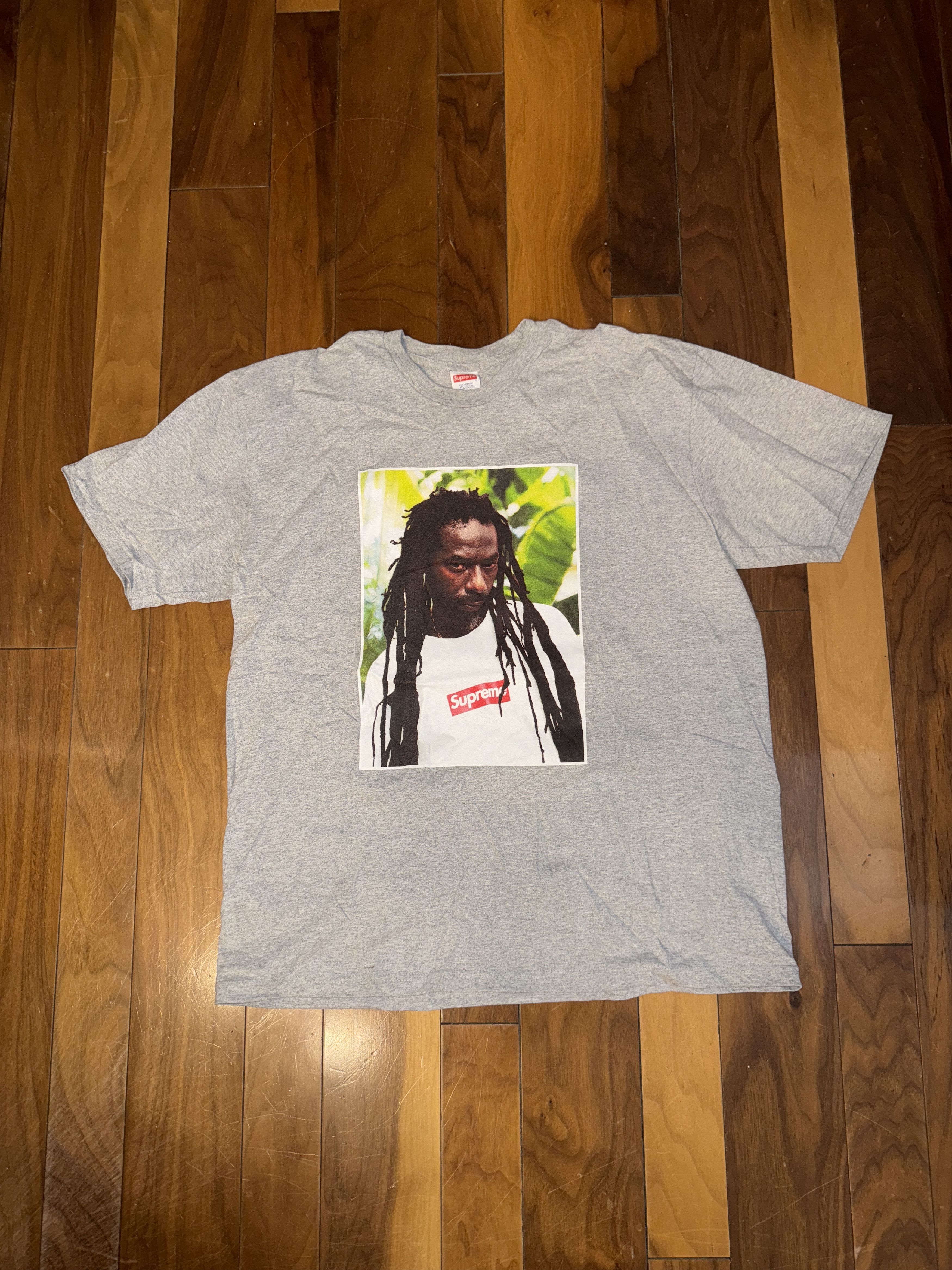 image of Supreme Buju Banton Photo Tee in Grey, Men's (Size XL)