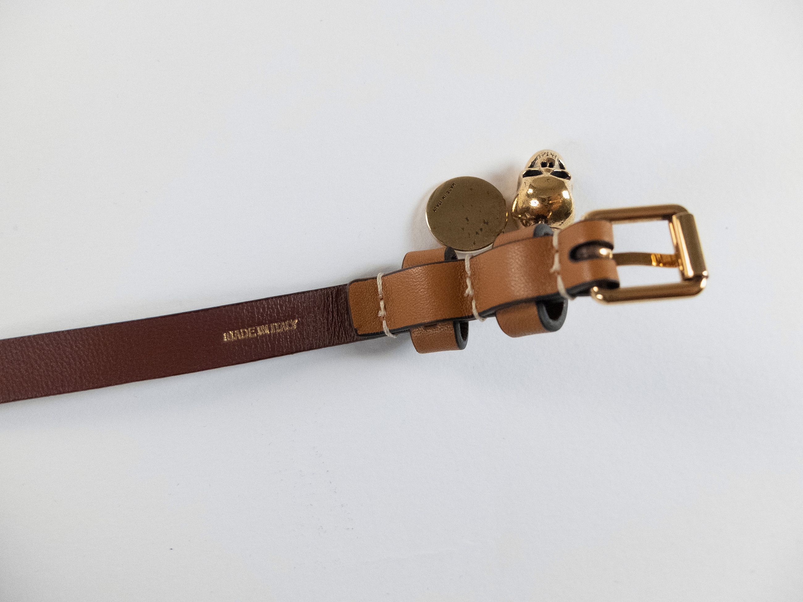 Alexander McQueen ALEXANDER MCQUEEN brown double wrap leather skull bracelet q Size ONE SIZE - 9 Thumbnail