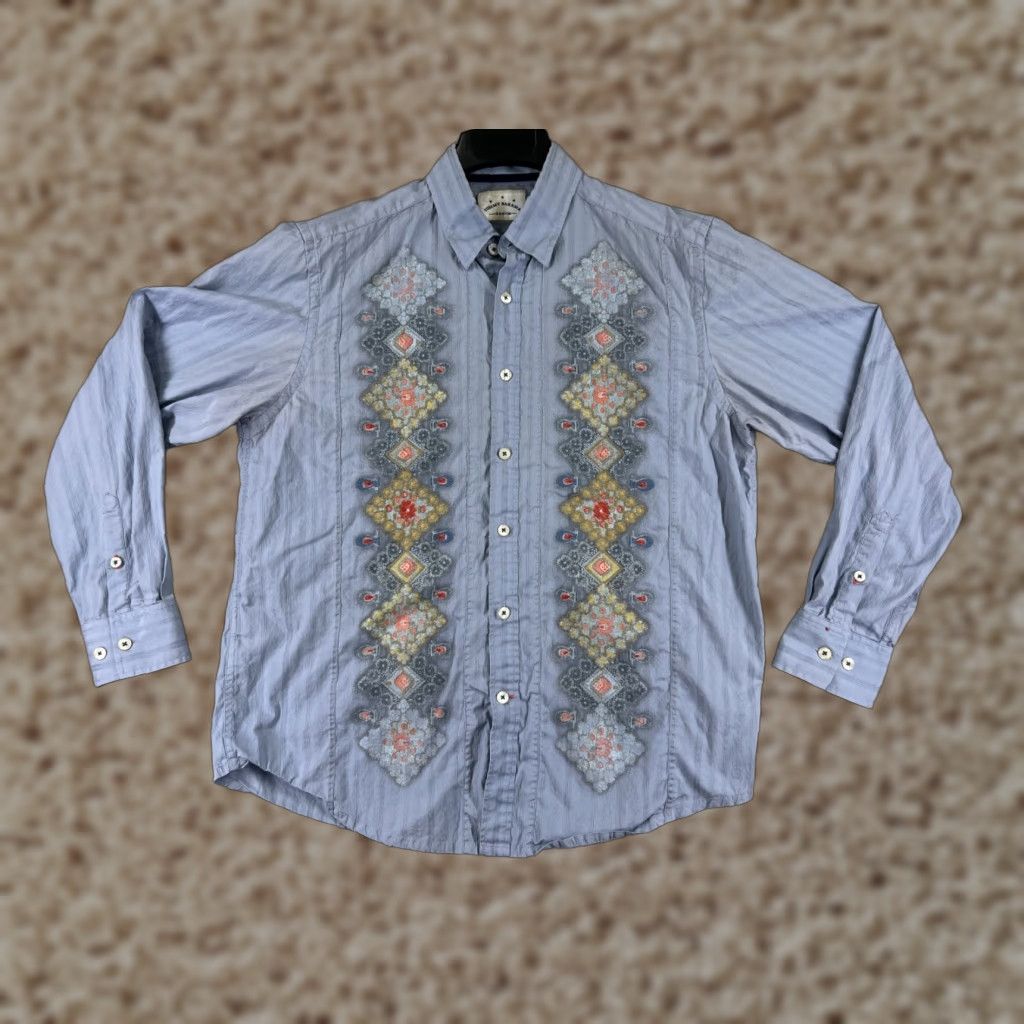 Tommy Bahama Tommy Bahama Shirt Men Large Blue Long Sleeve 100% Cotton Bowling Style Shirt Size US L / EU 52-54 / 3 - 1 Thumbnail