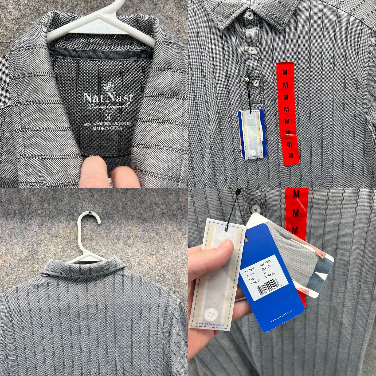 Nat Nast Nat Nast Polo Shirt Mens Medium Gray Striped Luxury Originals NEW Polo Shirt Regular Fit Short Sleeve Gray Mens M Nat Nast Luxury Originals Size US M / EU 48-50 / 2 - 8 Thumbnail