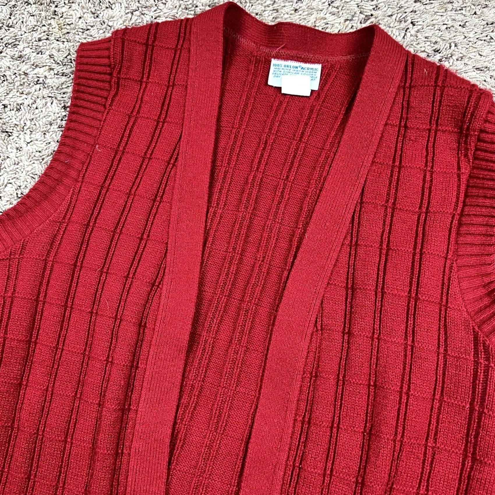 Sears VINTAGE 90s Sears Red 100% Orlon Acrylic Open-Front Sweater Vest Womens Medium Size M / US 6-8 / IT 42-44 - 4 Thumbnail