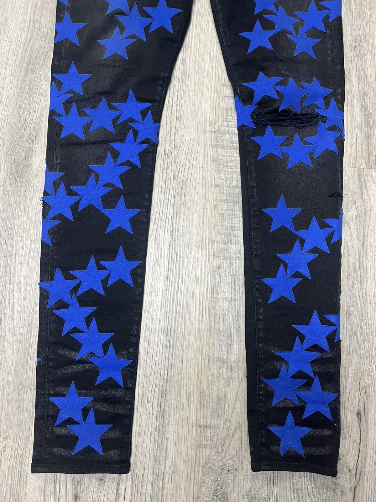 Amiri Amiri Alchemist Suede Stars Blue Aged Black Denim Size US 32 / EU 48 - 2 Thumbnail