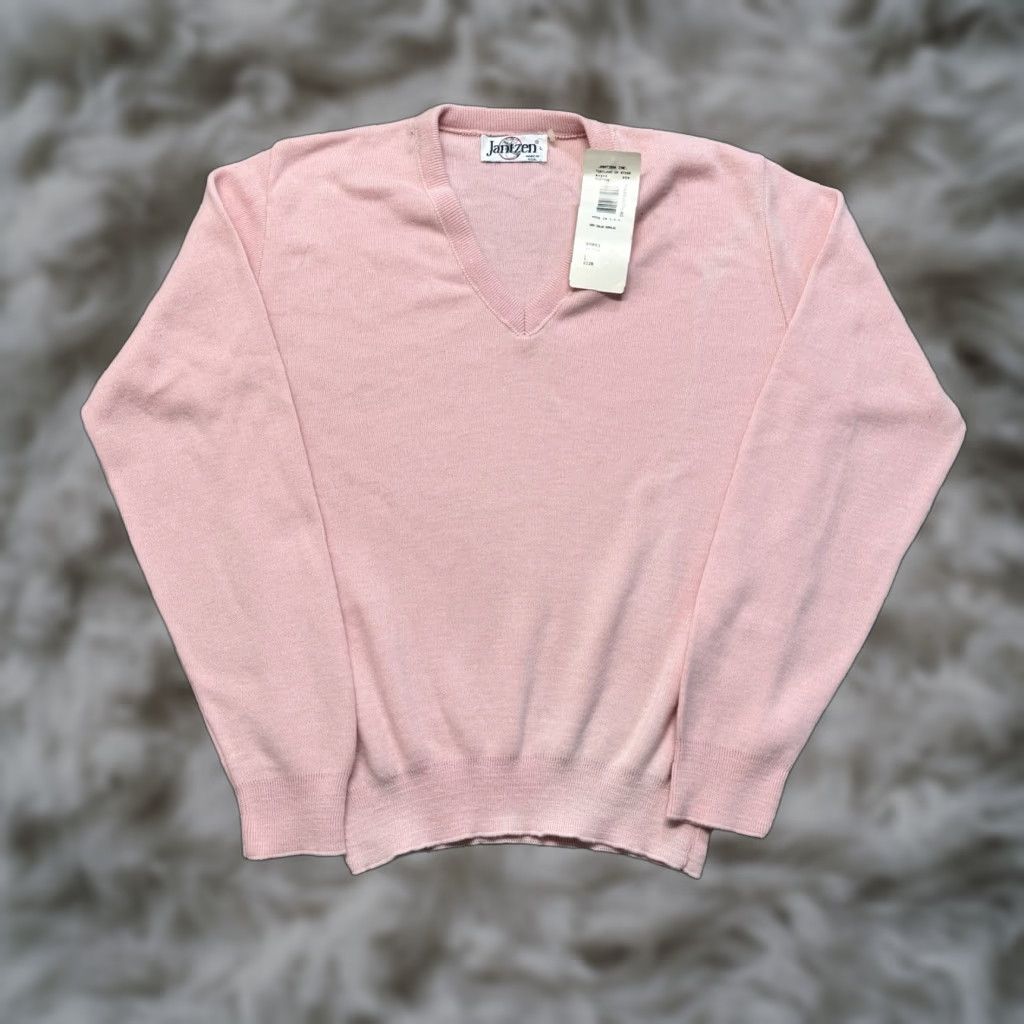 Jantzen VINTAGE Jantzen V Neck Sweater Womens L Pink Orlon Acrylic NWT 70s 80s Size L / US 10 / IT 46 - 1 Thumbnail