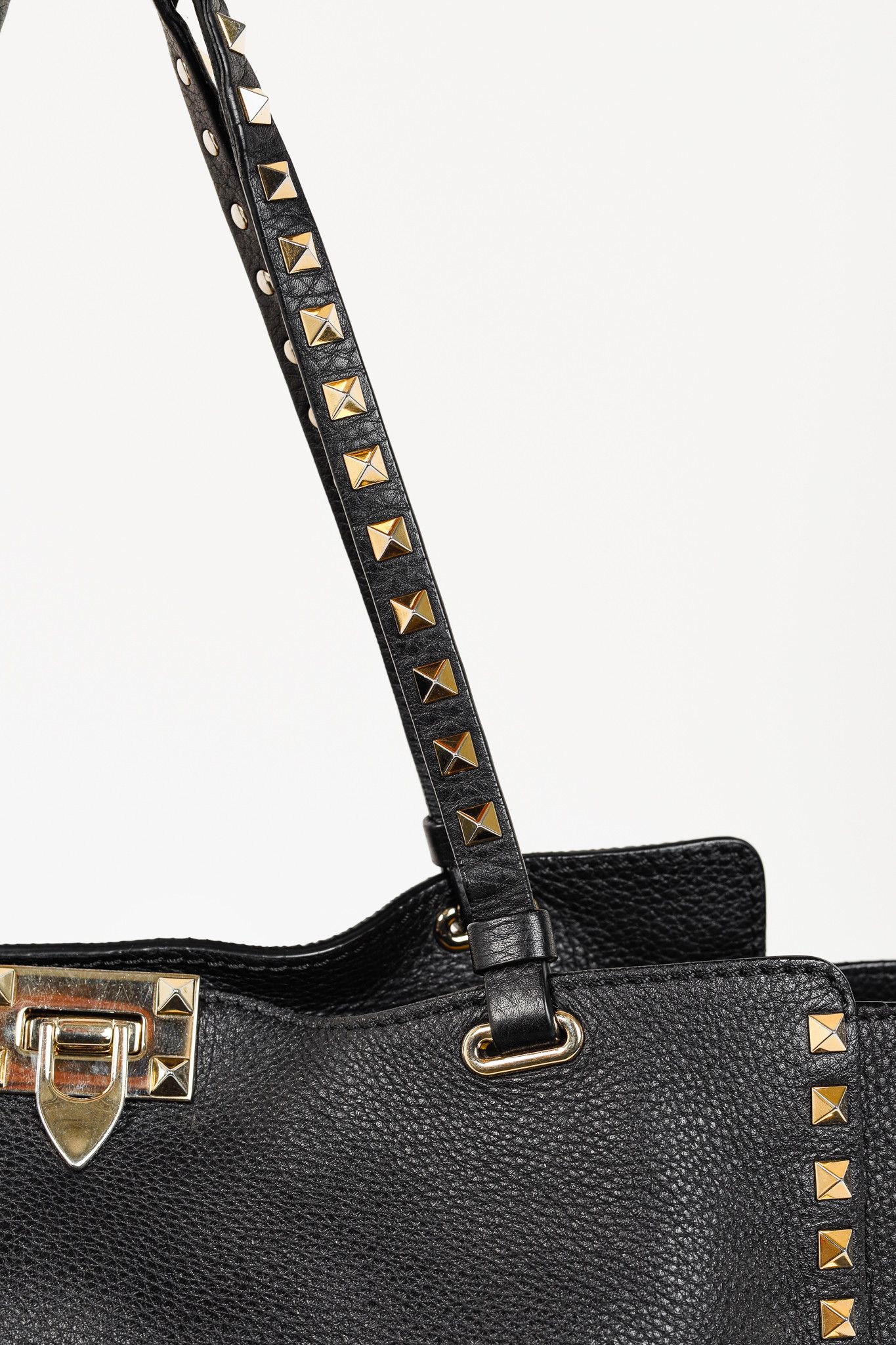 Valentino Valentino Garavani Medium Rockstud Pebbled Calfskin Tote Size ONE SIZE - 8 Thumbnail