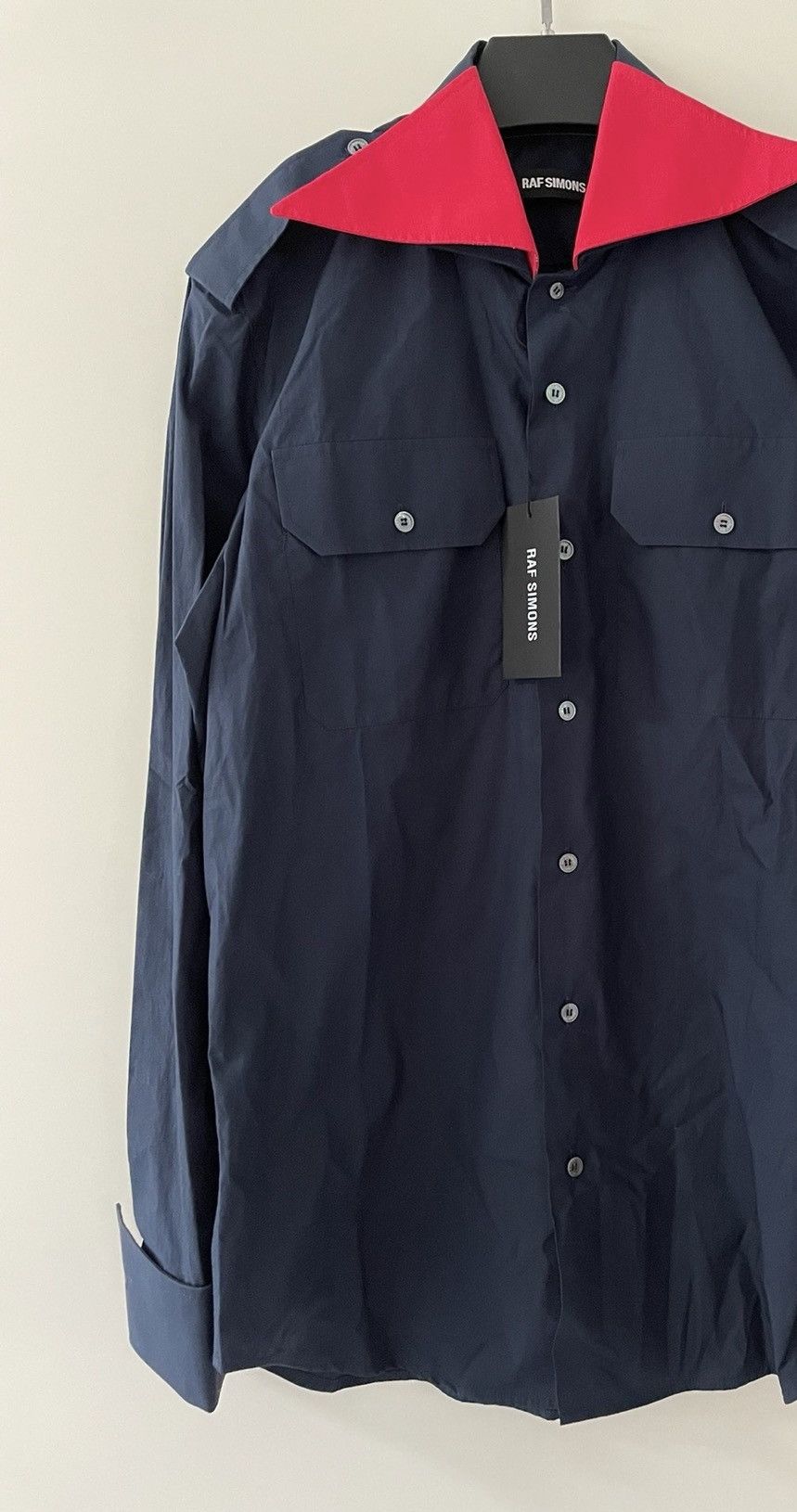 Raf Simons Raf Simons 2013 Fall Navy Red Colour Block Shirt Size US S / EU 44-46 / 1 - 1 Thumbnail