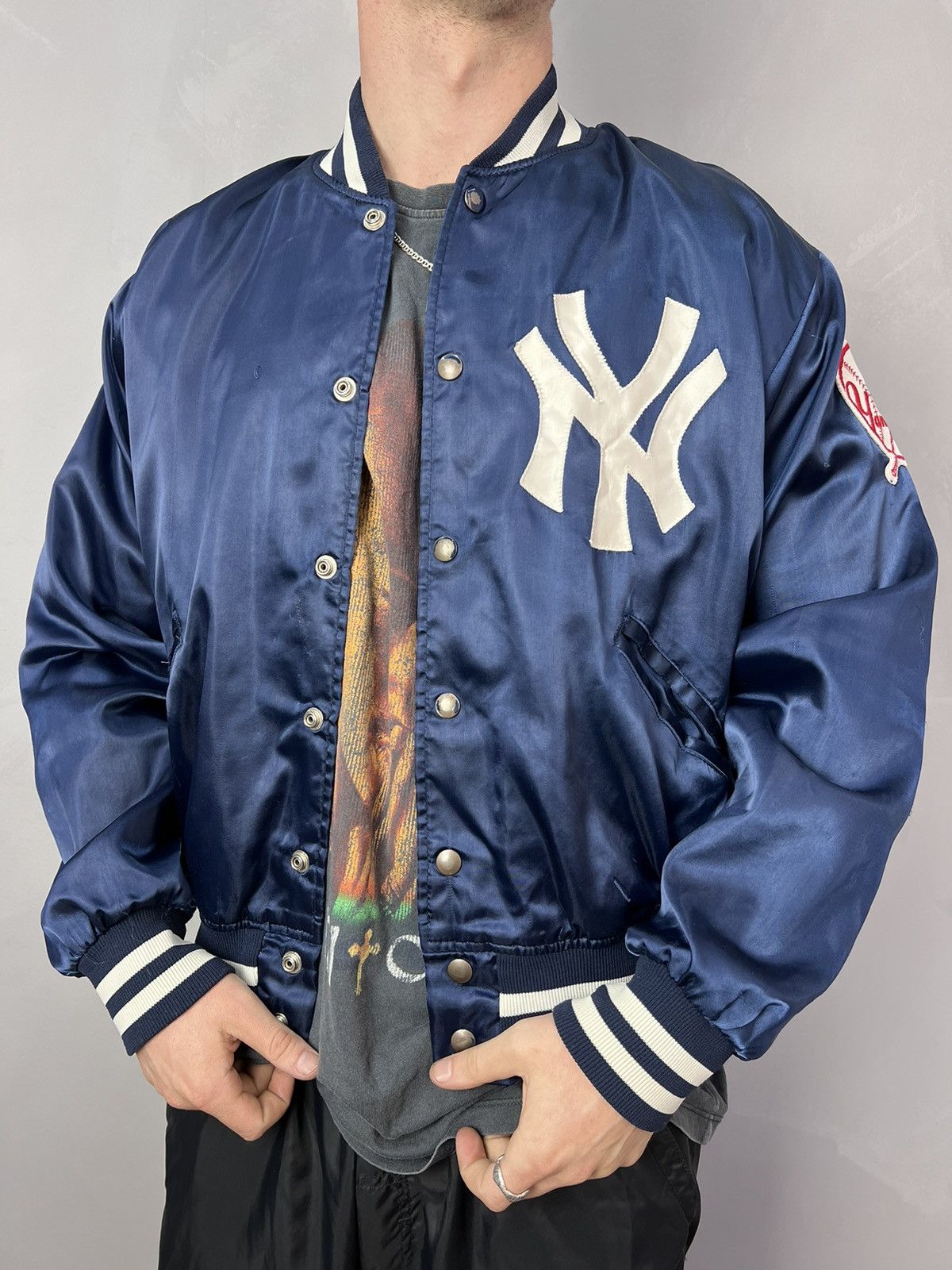 Vintage Vintage 90s FELCO New York Yankees Satin Varsy Bomber 