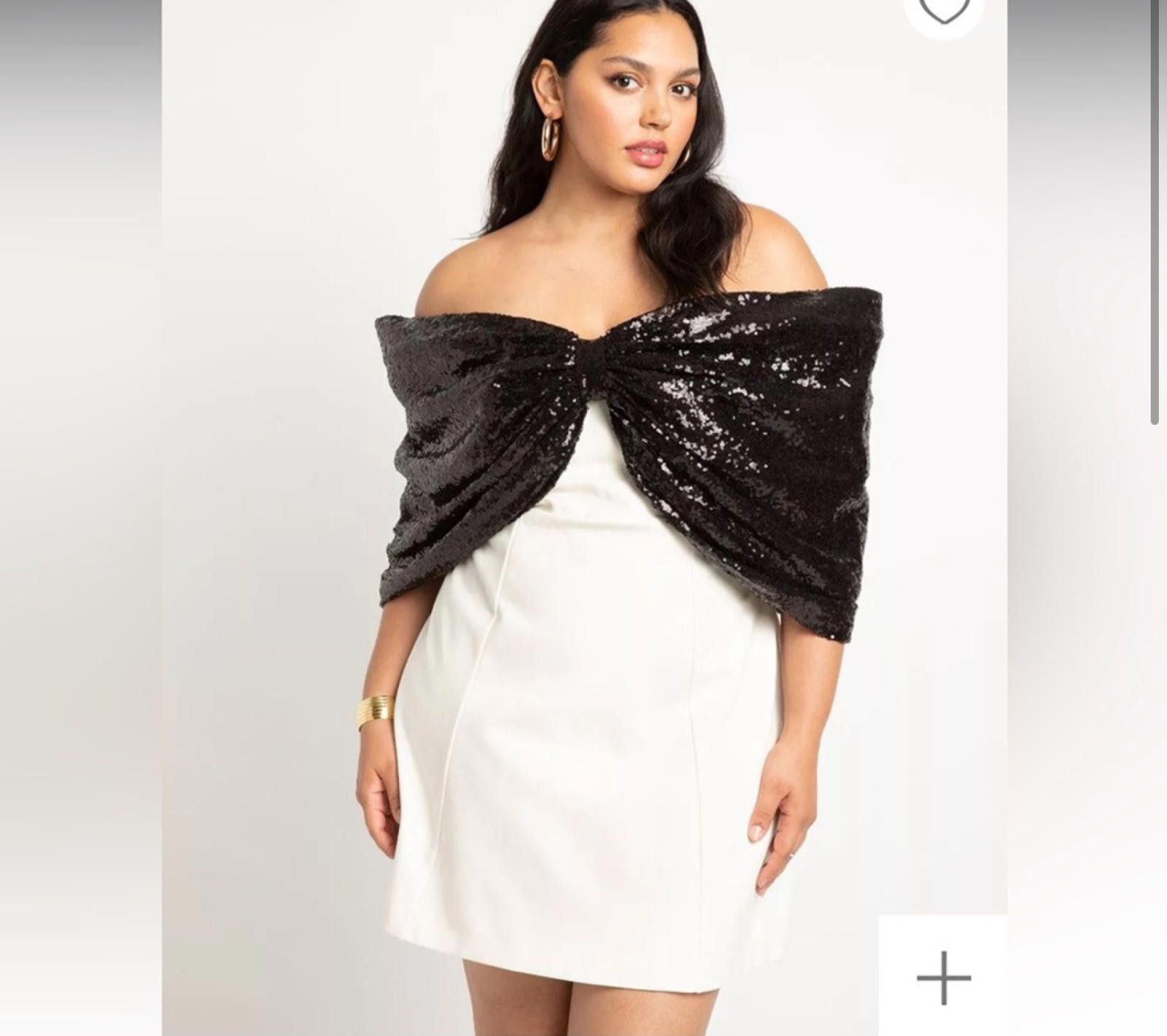 Designer Eloquii Black Sequin Off-Shoulder sequin bow dress Size 3XL / US 20-22 - 1 Thumbnail