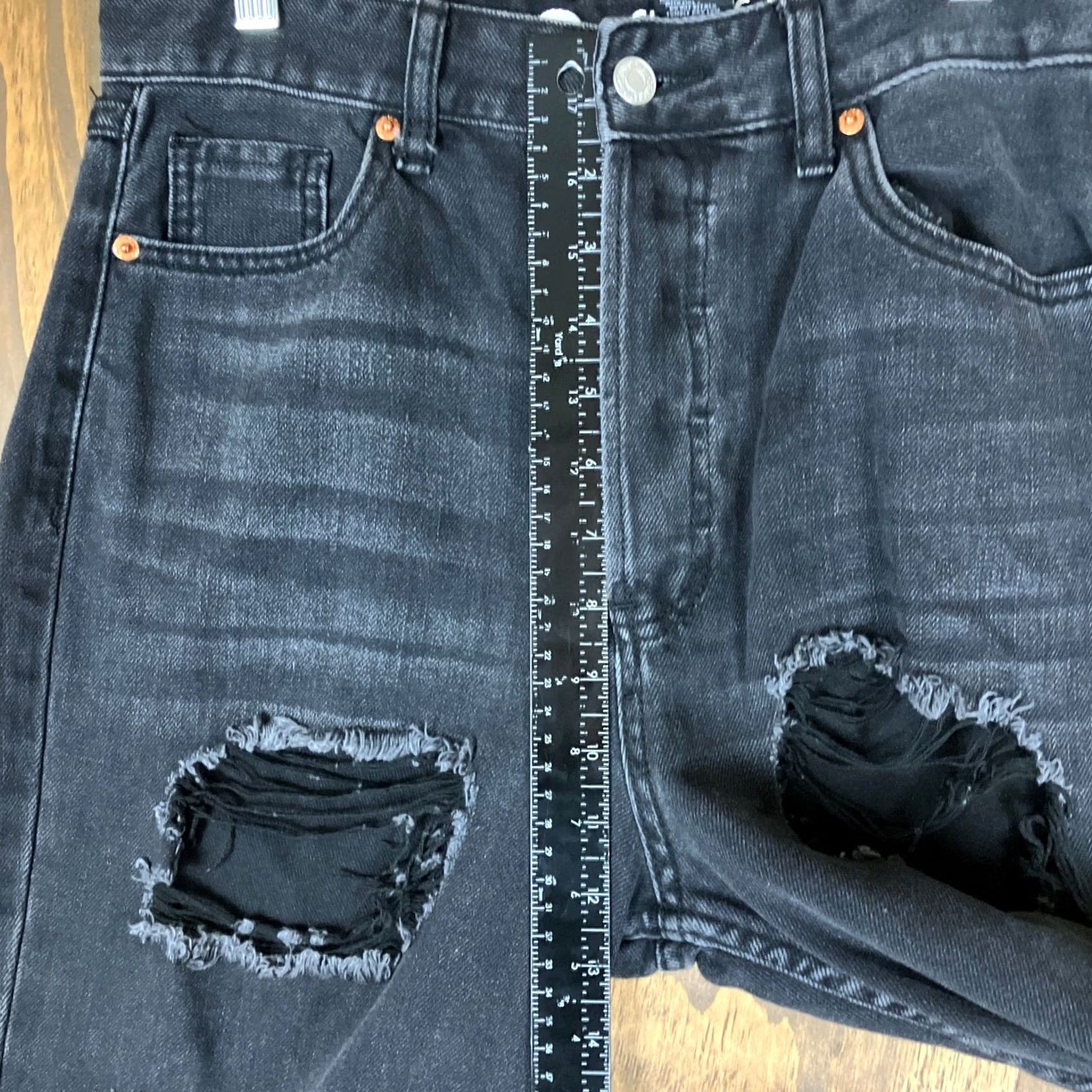 Vintage S.O.N.G Womens Jeans Black Denim High Rise Classic Mom Distressed 9/29 Jeans 29in 27.5in Inseam Regular Size 9 Ladies Boys Girls Mens Womens Size 29" - 7 Thumbnail
