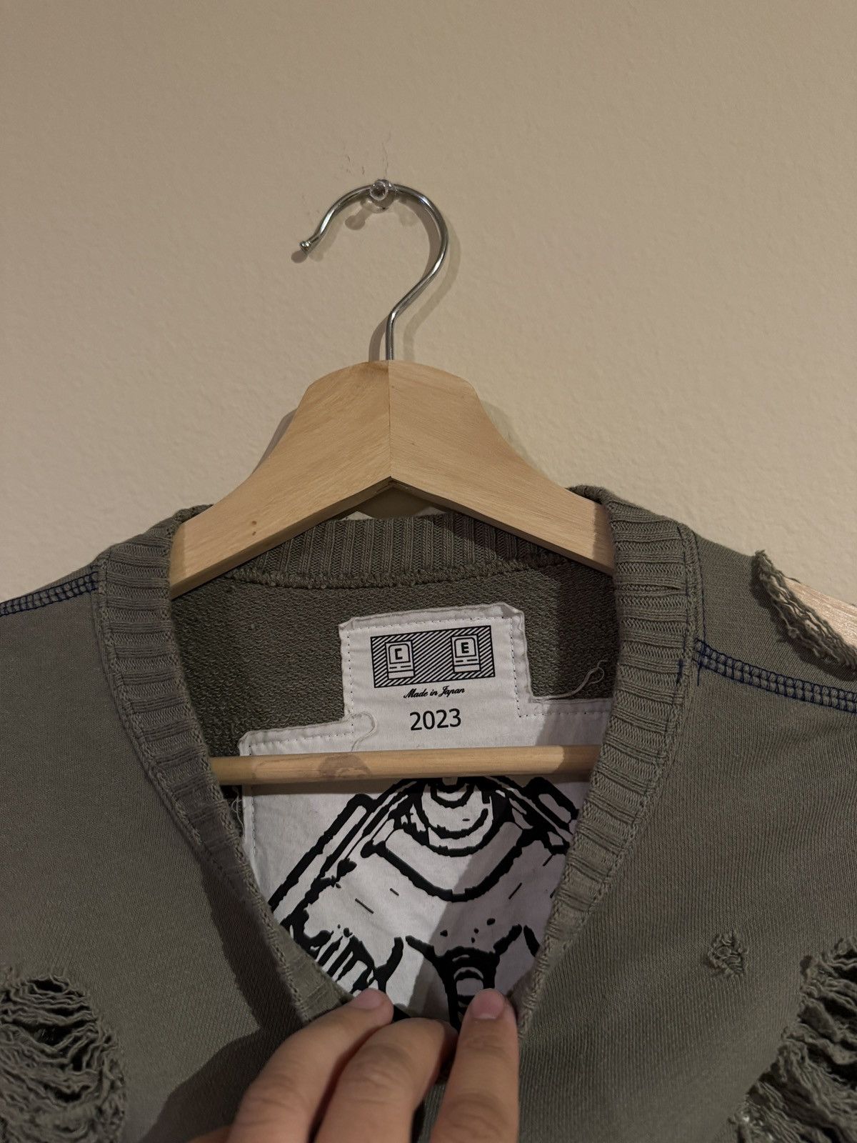 Cav Empt Cav Empt Olive Green Distressed Knit Sweater Size US M / EU 48-50 / 2 - 4 Thumbnail