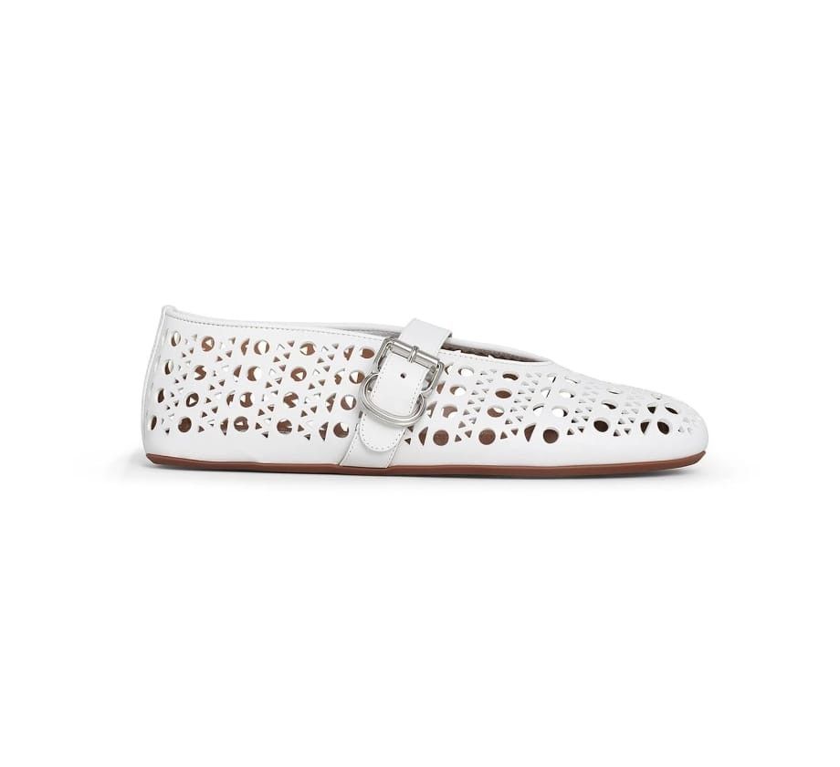 Alaia White Leather Ballet Flats, Women's (Size 9) — image 2 of 6