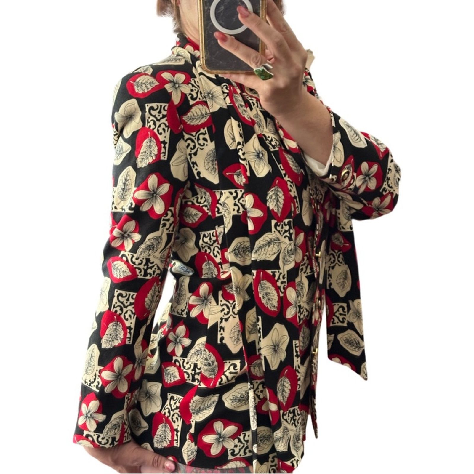 Other Vintage Don Caster Floral Wool Blend Suit Jacket With Sash Size M / US 6-8 / IT 42-44 - 1 Thumbnail