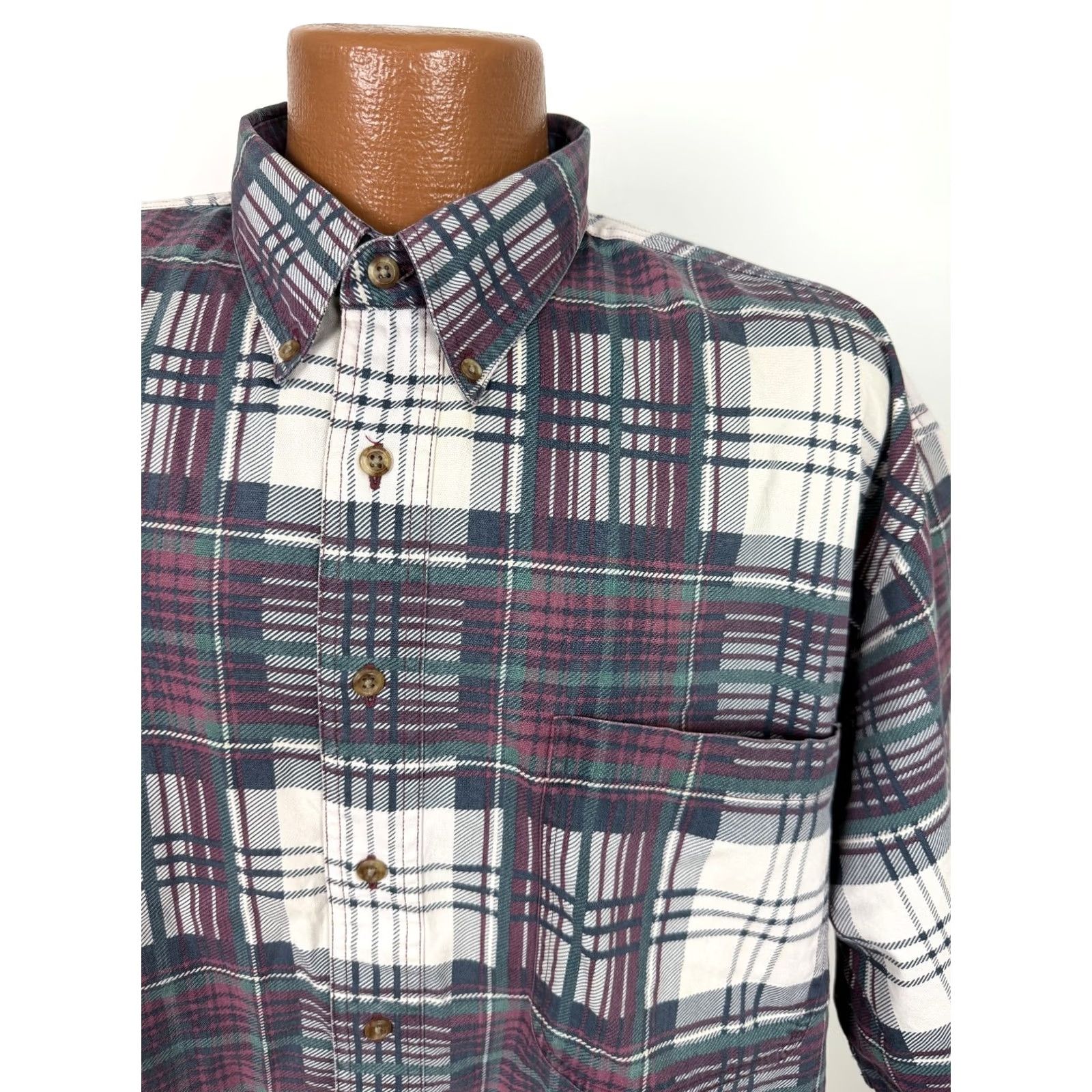 Roundtree & Yorke VINTAGE 90s Roundtree & Yorke Button Up Shirt Men XL Plaid Outdoors Midweight Cotton Size US XL / EU 56 / 4 - 3 Thumbnail