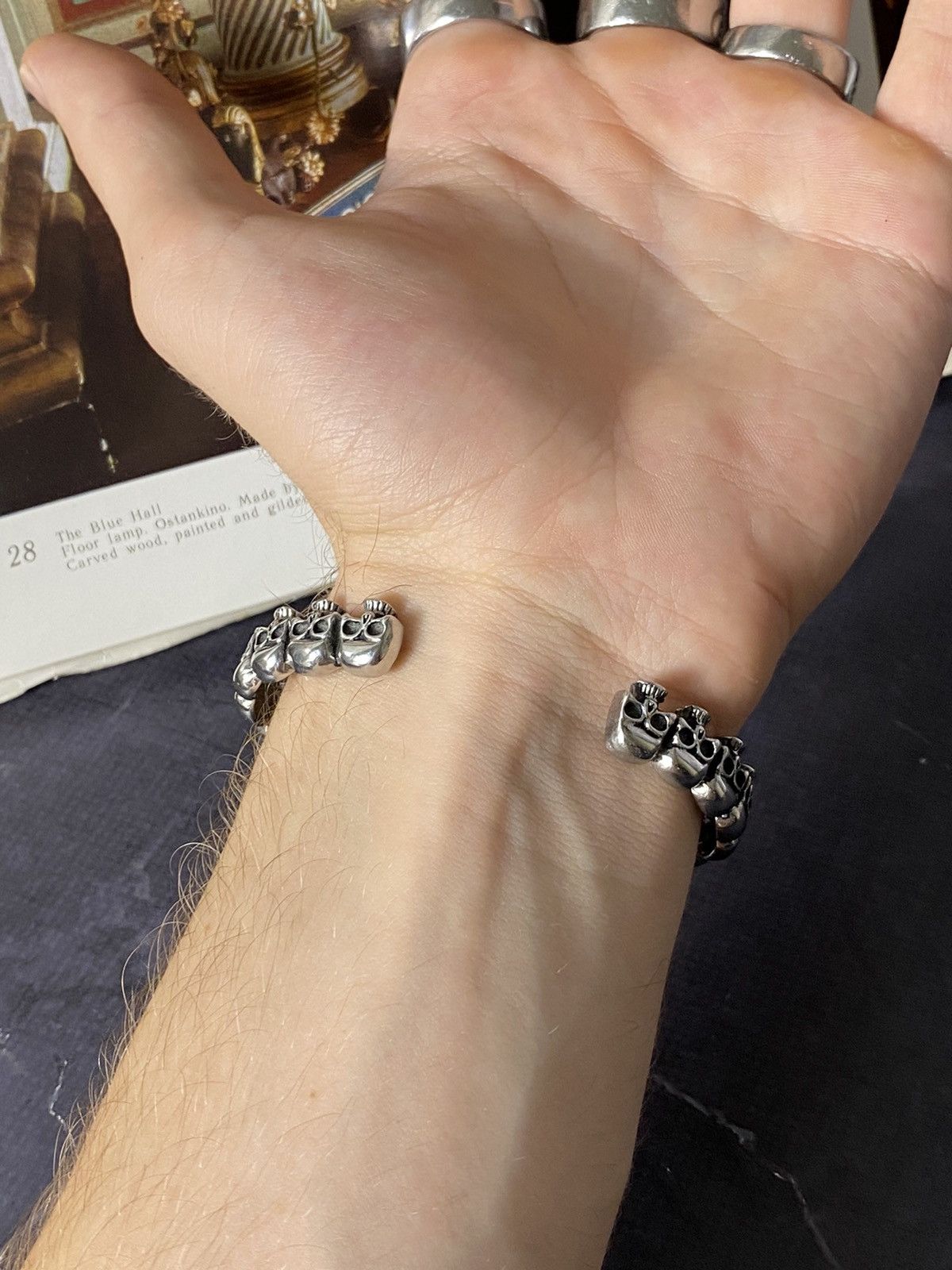 Jewelry Punk Rock Jewelry Set: Skull Bracelet & Rings Size ONE SIZE - 4 Thumbnail