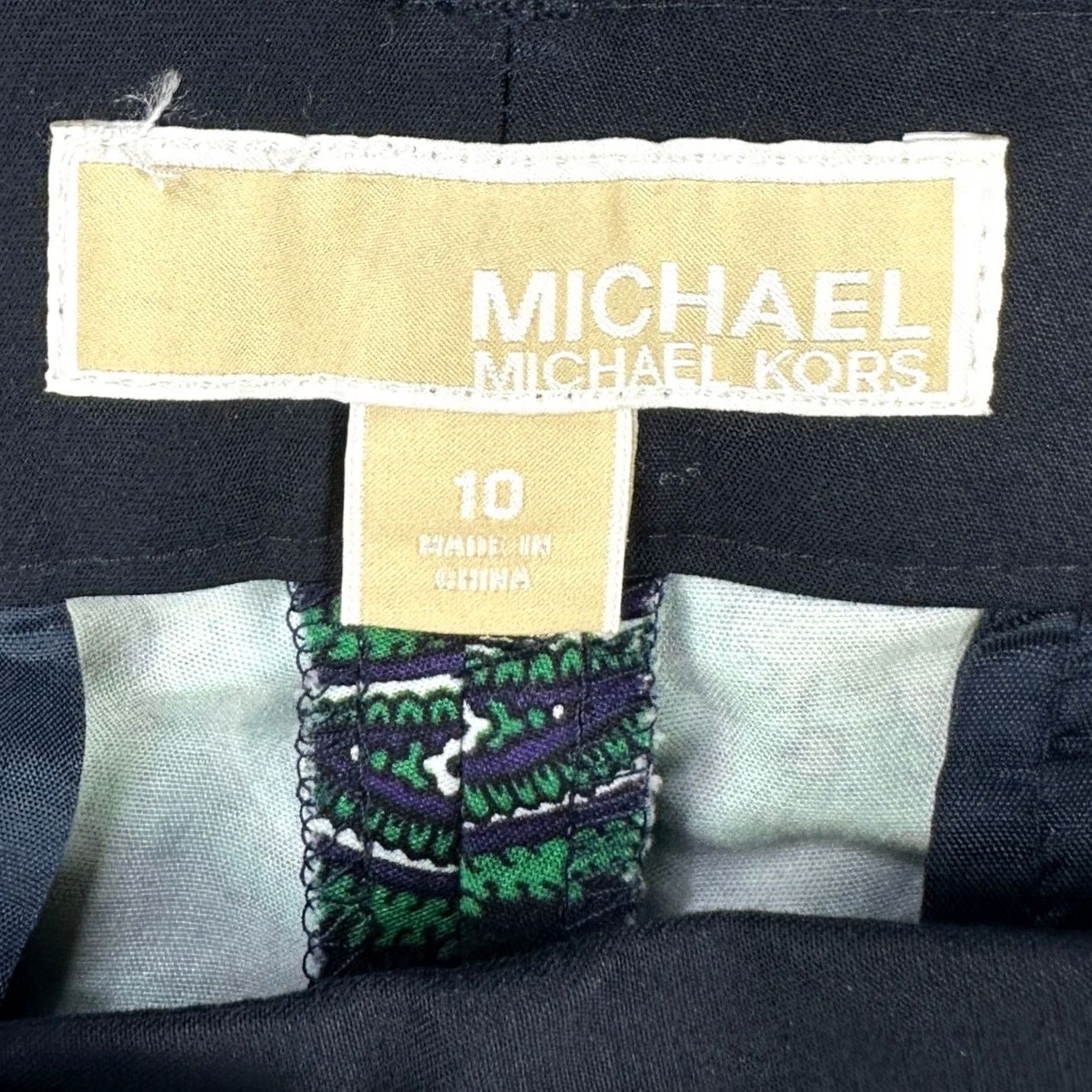 Michael Kors VINTAGE? No. Michael Kors Women Paisley Pants 10 Blue Green Pull On Stretch Flat Front NEW Size 32" / US 10 / IT 46 - 4 Thumbnail