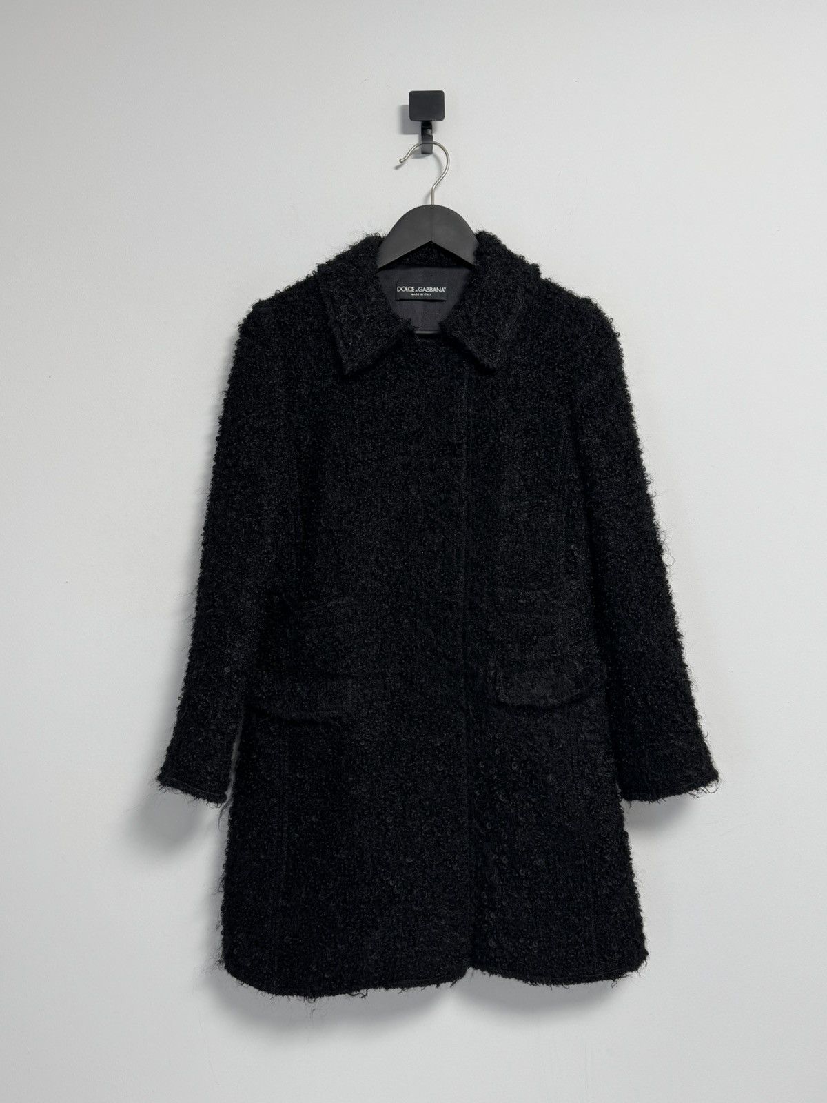 Dolce & Gabbana Dolce & Gabbana Black Boucle Wool Mohair Coat Jacket IT42 Size M / US 6-8 / IT 42-44 - 1 Thumbnail
