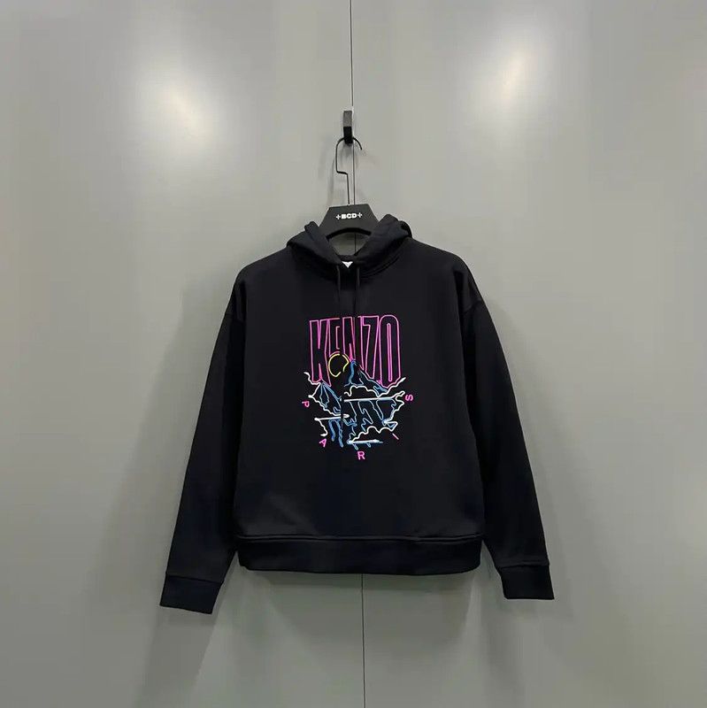 Kenzo Kenzo Black Cotton Logo Long Sleeve Hoodie 0089 Size M / US 6-8 / IT 42-44 - 1 Thumbnail