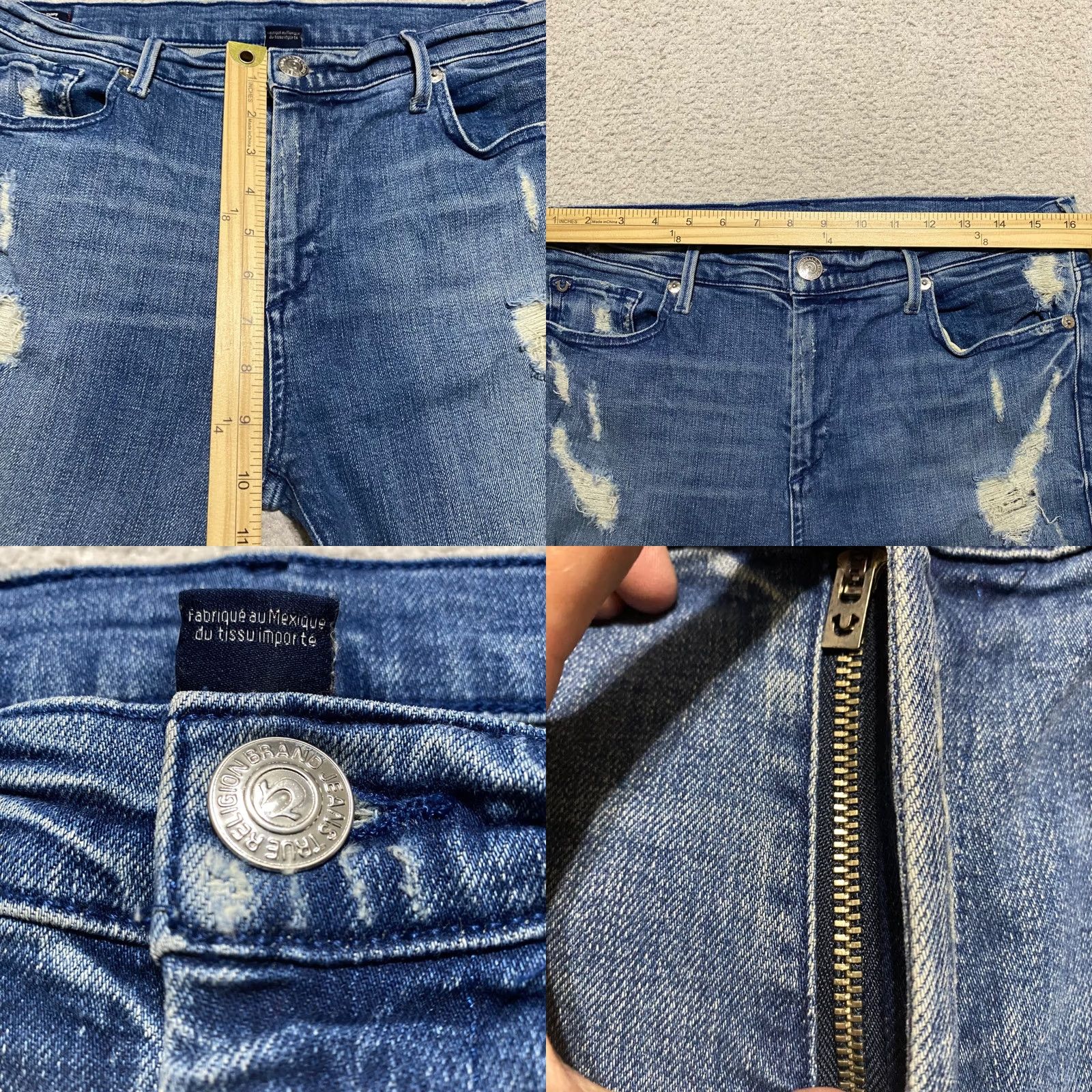 True Religion True Religion Jeans Denim 31 Blue Distressed Skinny 5-Pocket Women's Regular Rise High Rise (31) Wool? Size 24" / US 00 / IT 34 - 8 Thumbnail