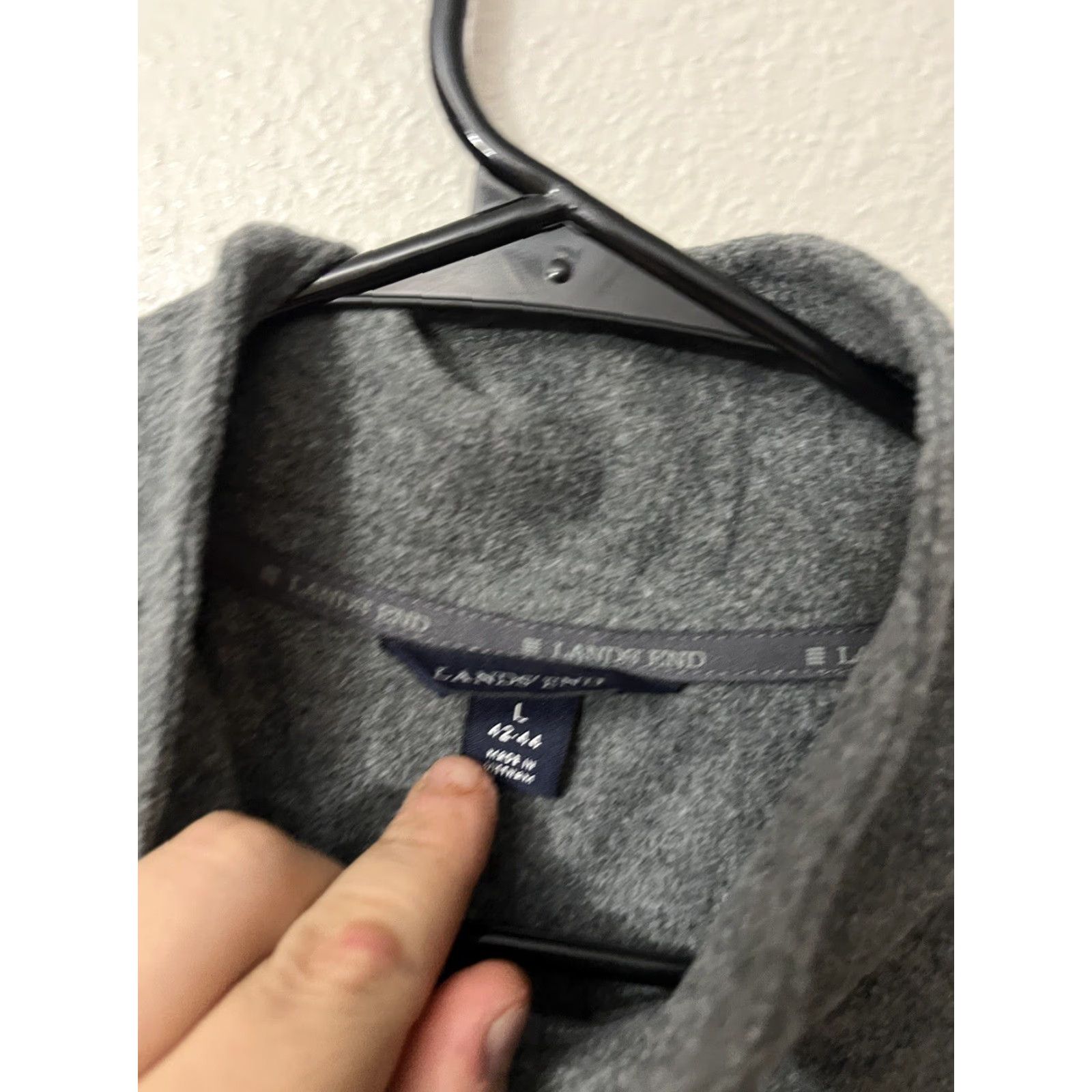Lands' End Lands' End Pullover 1/4 Zip Sweater Mens Large 42-44 Gray Cotton Crew Neck Zip Long Sleeve Casual Mens Clothing Size US L / EU 52-54 / 3 - 2 Thumbnail