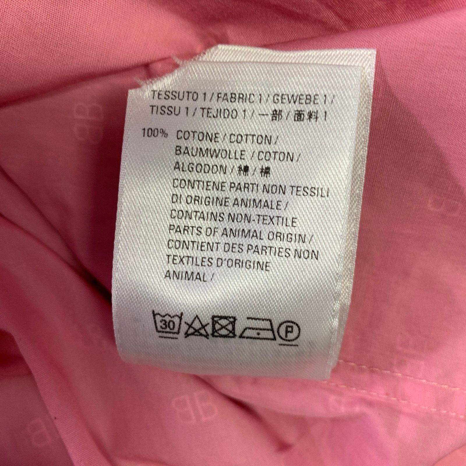 Balenciaga BALENCIAGA Size XS Pink White Monogram Cotton S/S Shirt Size US XS / EU 42 / 0 - 8 Thumbnail