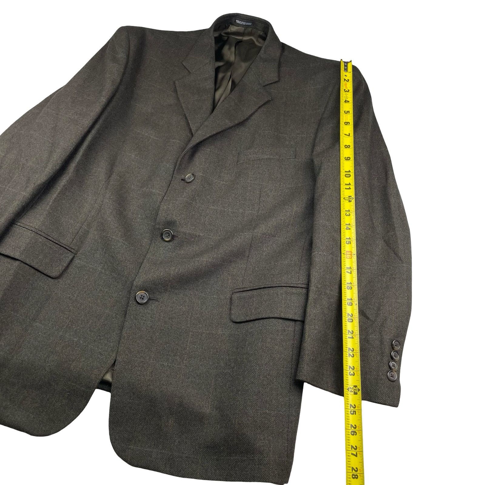 Stafford Stafford Men's Wool/Cashmere 3-Button Blazer Brown/Green/Blu Size 44R - 12 Thumbnail